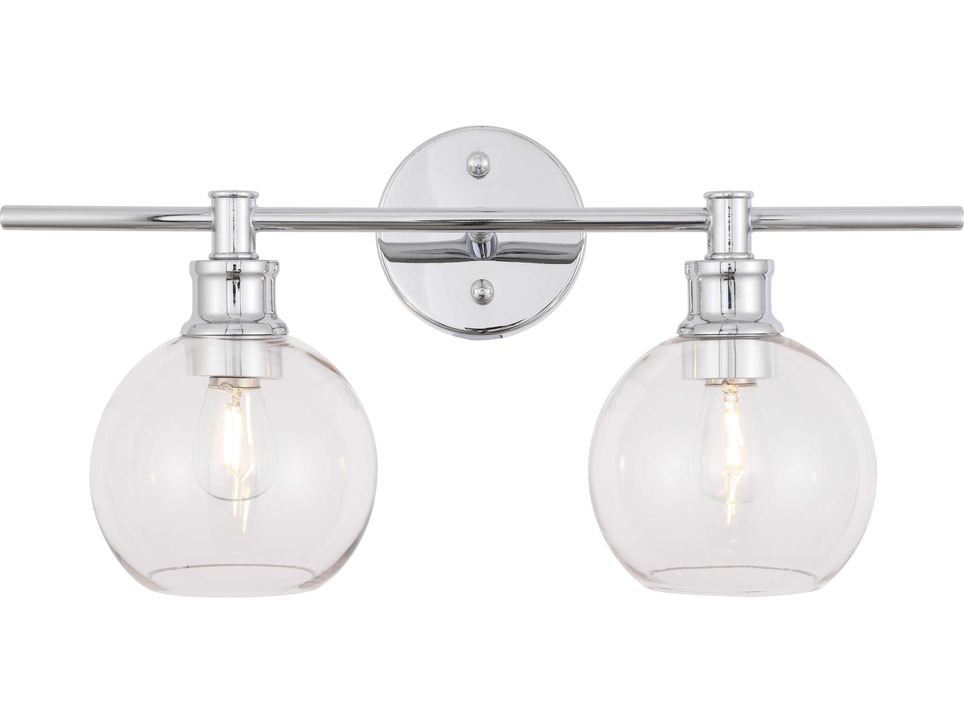 Elegant Lighting Collier 2-Light Chrome Glass LED Vanity Light