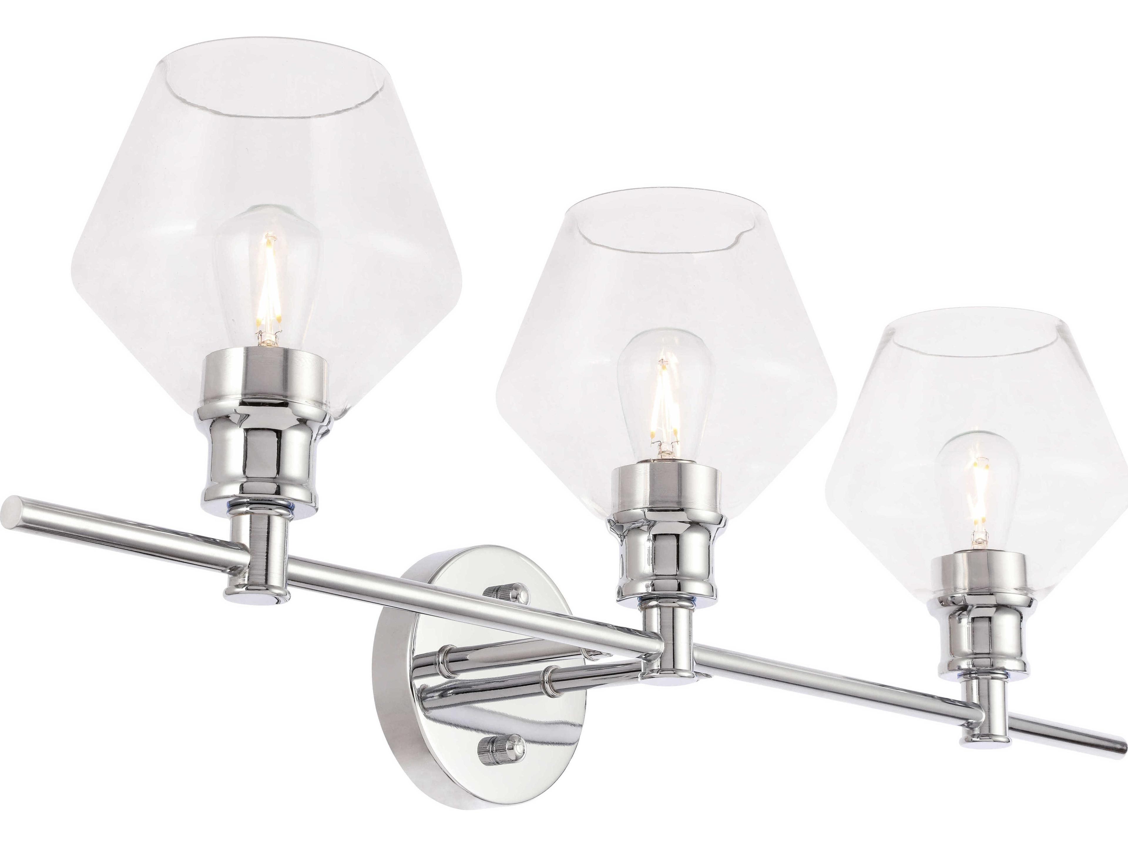 Elegant Lighting Gene 3-Light Chrome Glass LED Vanity Light
