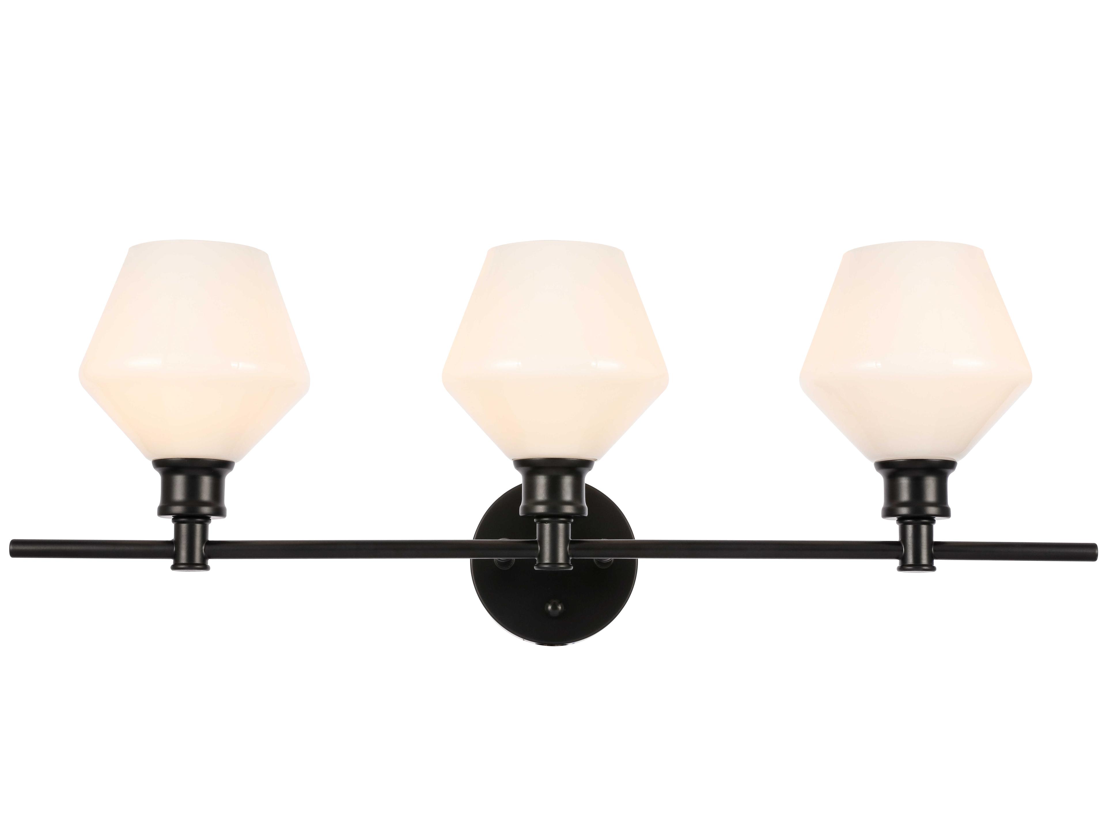 Elegant Lighting Gene 3-Light Black Glass LED Vanity Light