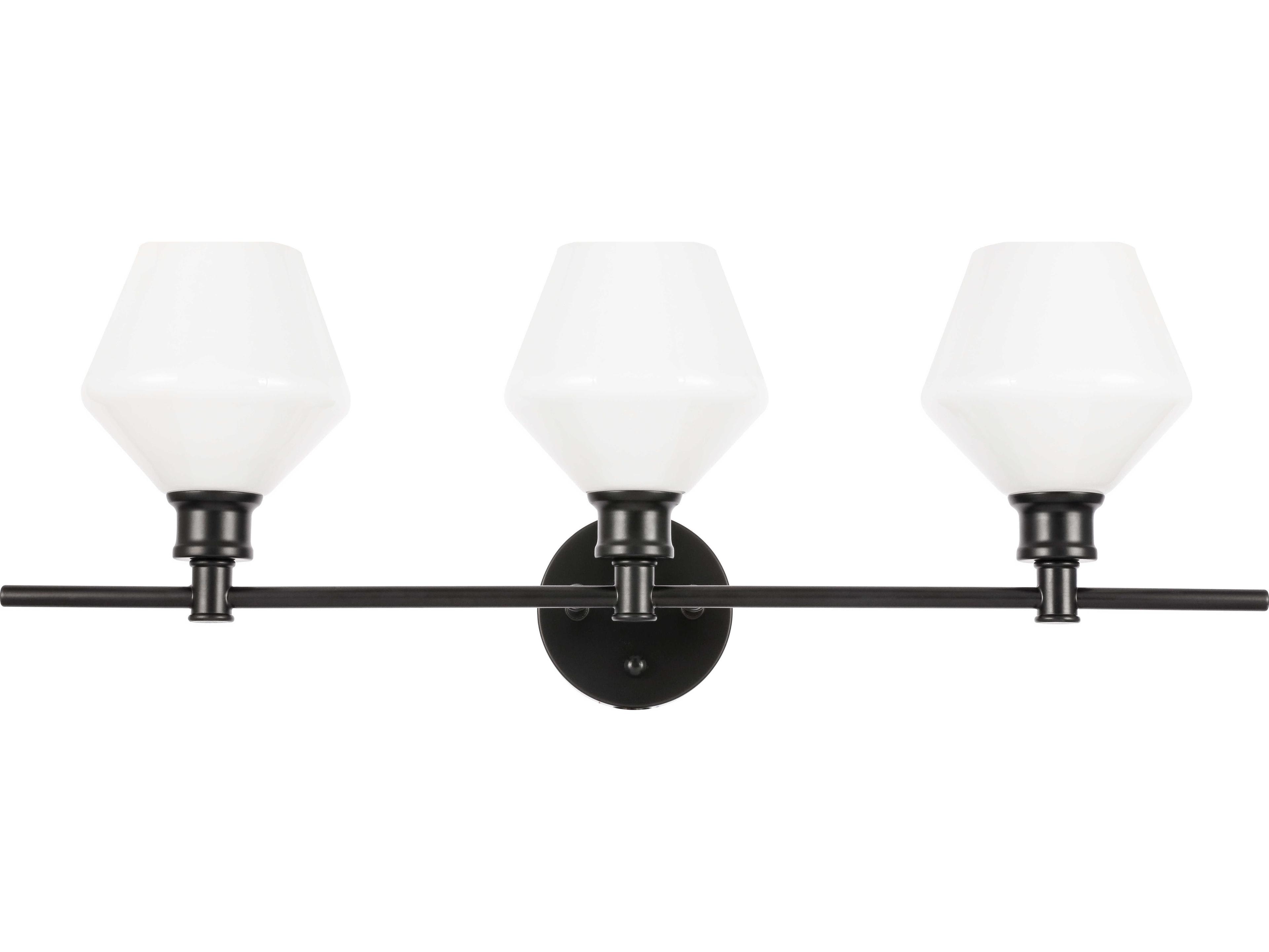 Elegant Lighting Gene 3-Light Black Glass LED Vanity Light
