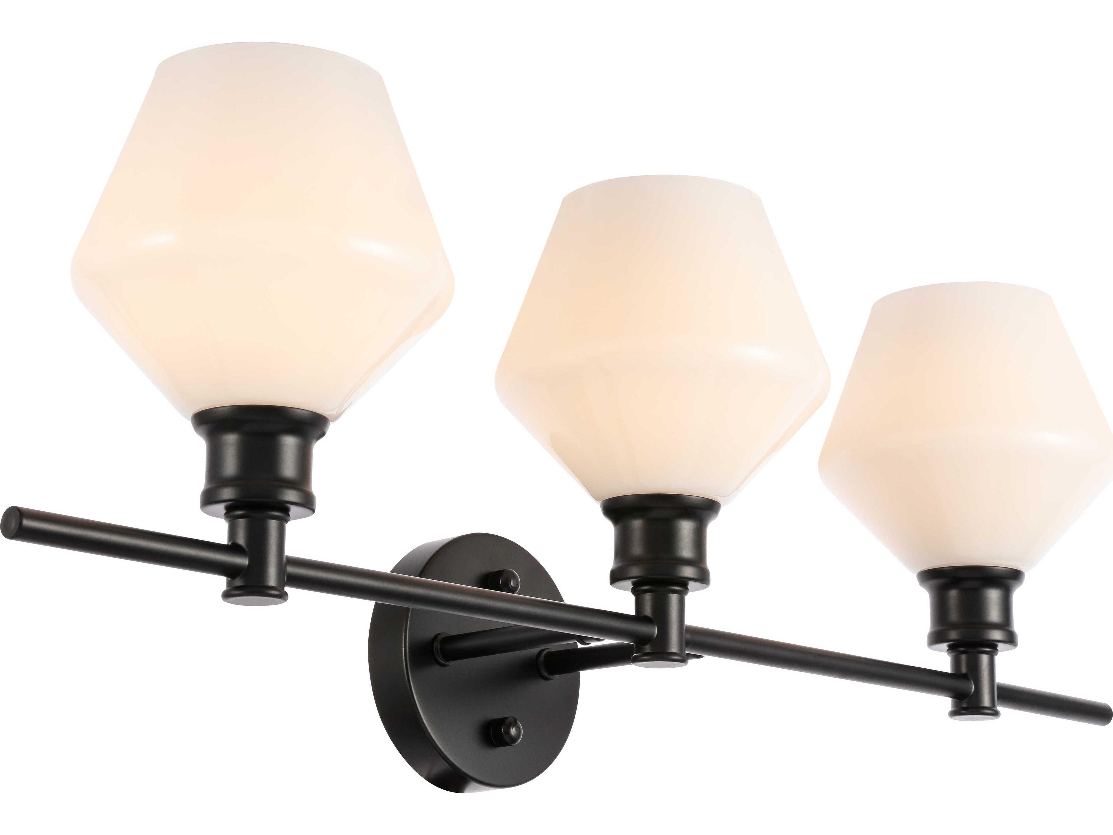 Elegant Lighting Gene 3-Light Black Glass LED Vanity Light