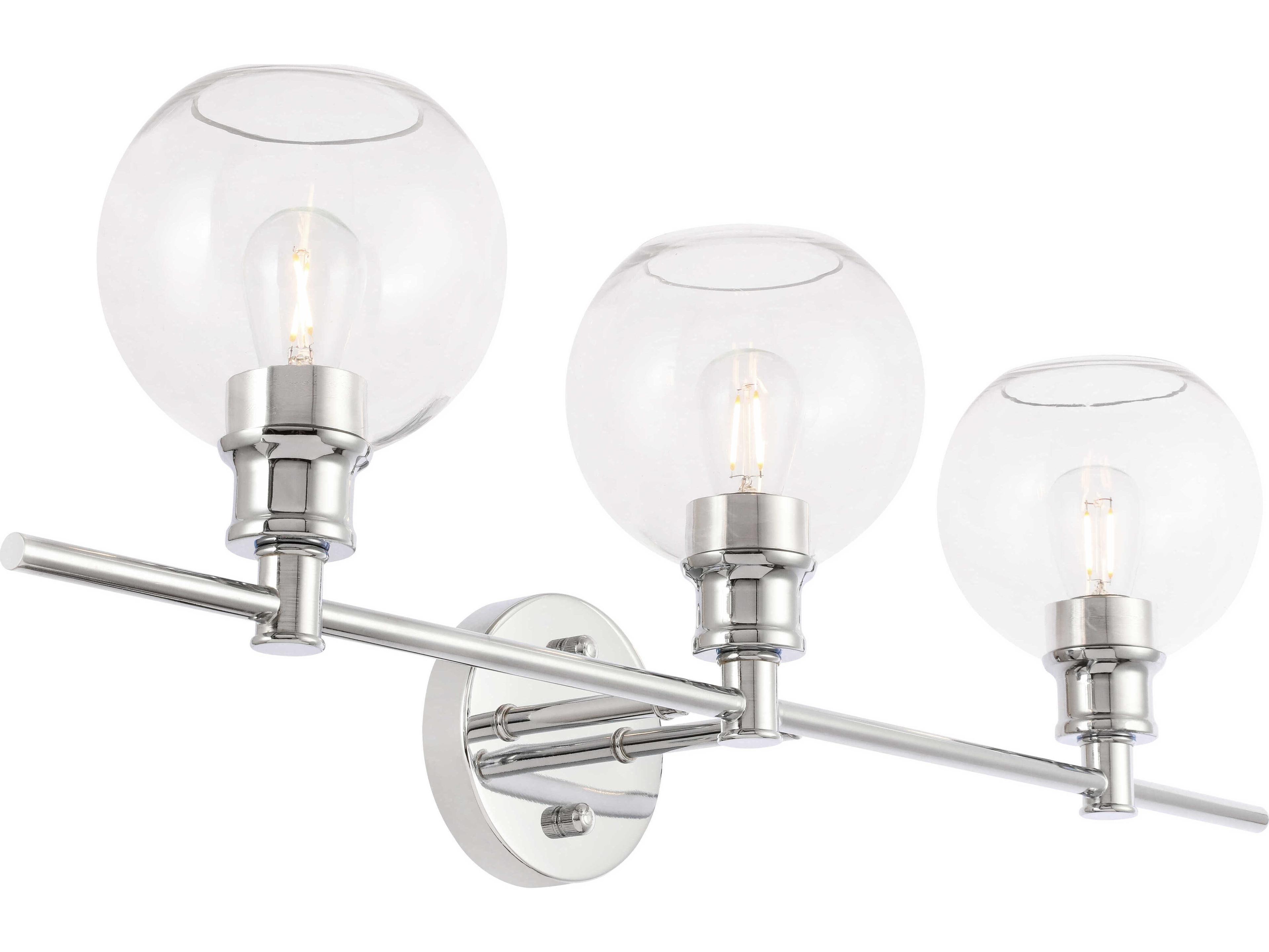 Elegant Lighting Collier 3-Light Chrome Glass LED Vanity Light