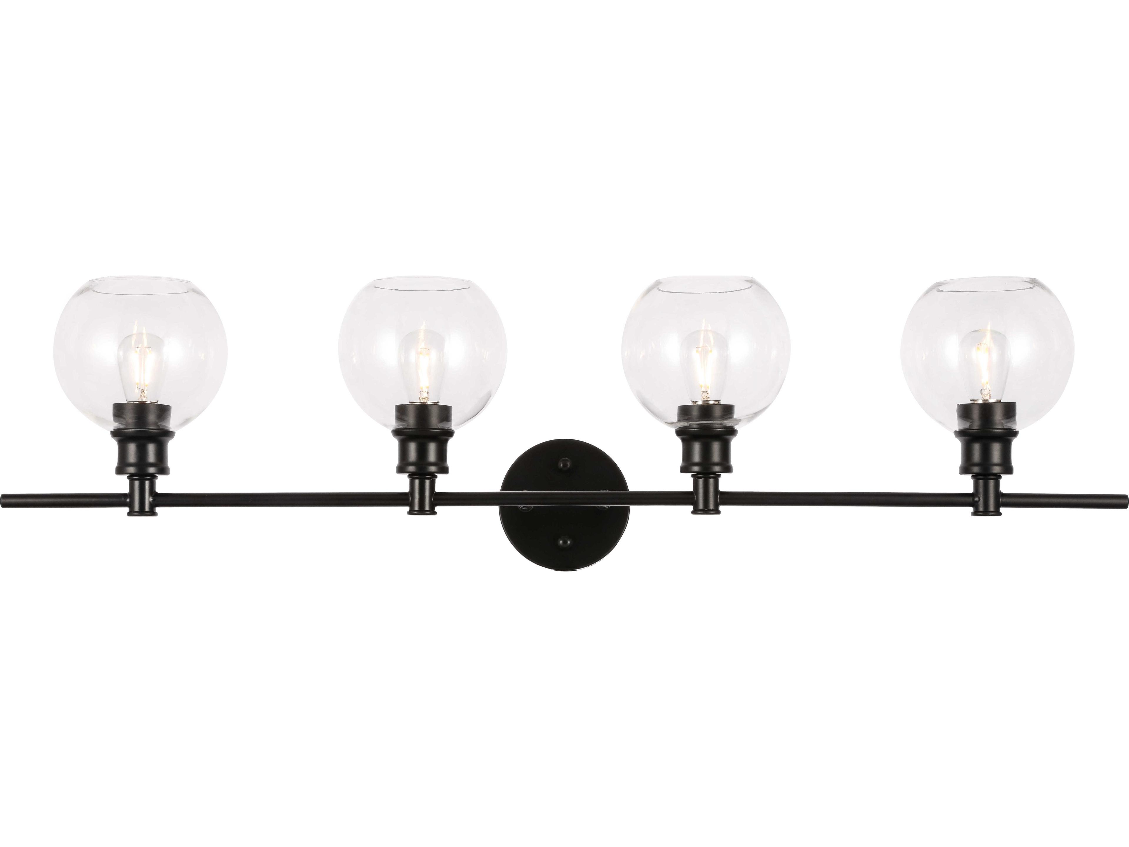 Elegant Lighting Collier 4-Light Black Glass Vanity Light