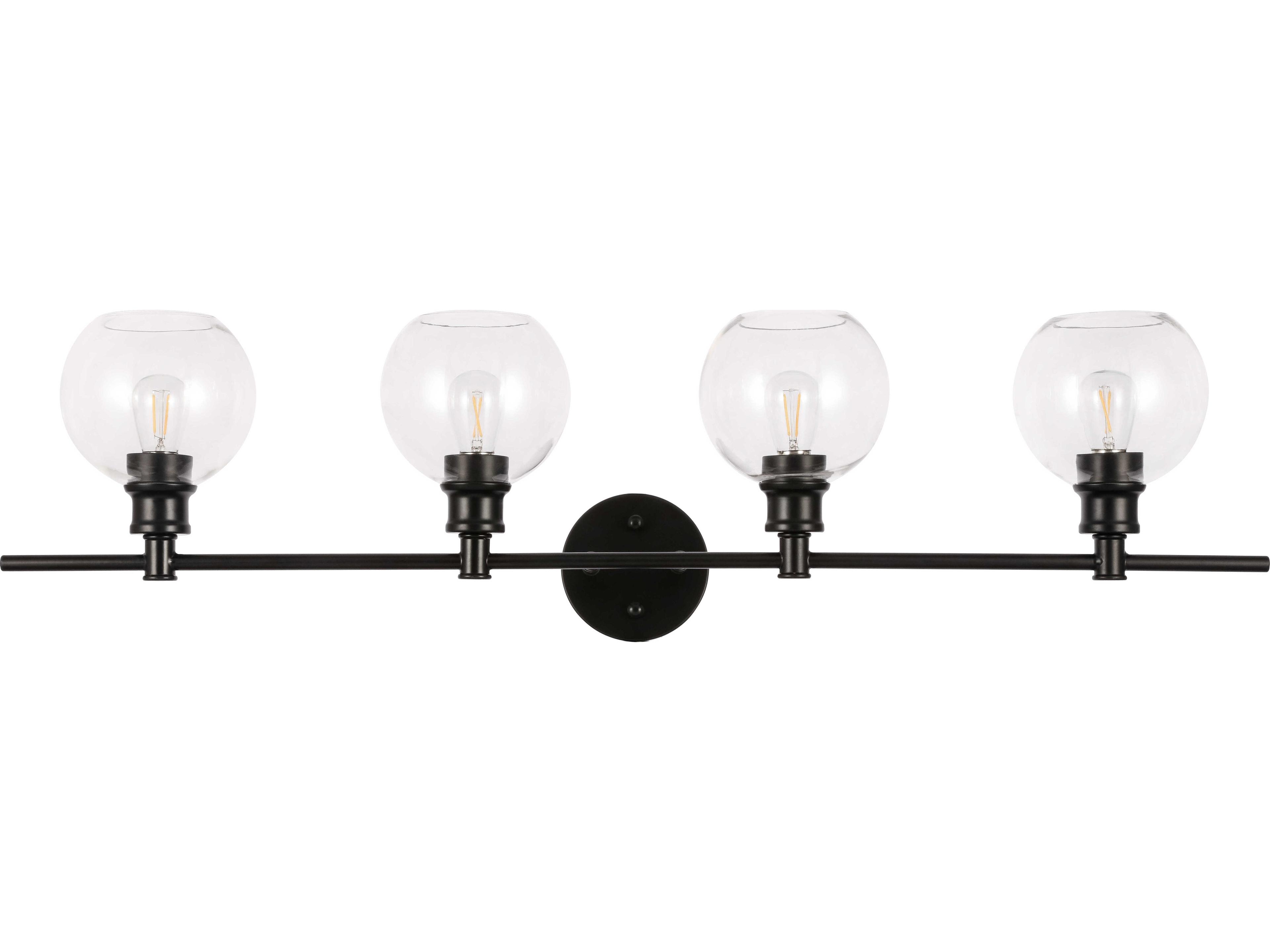 Elegant Lighting Collier 4-Light Black Glass Vanity Light