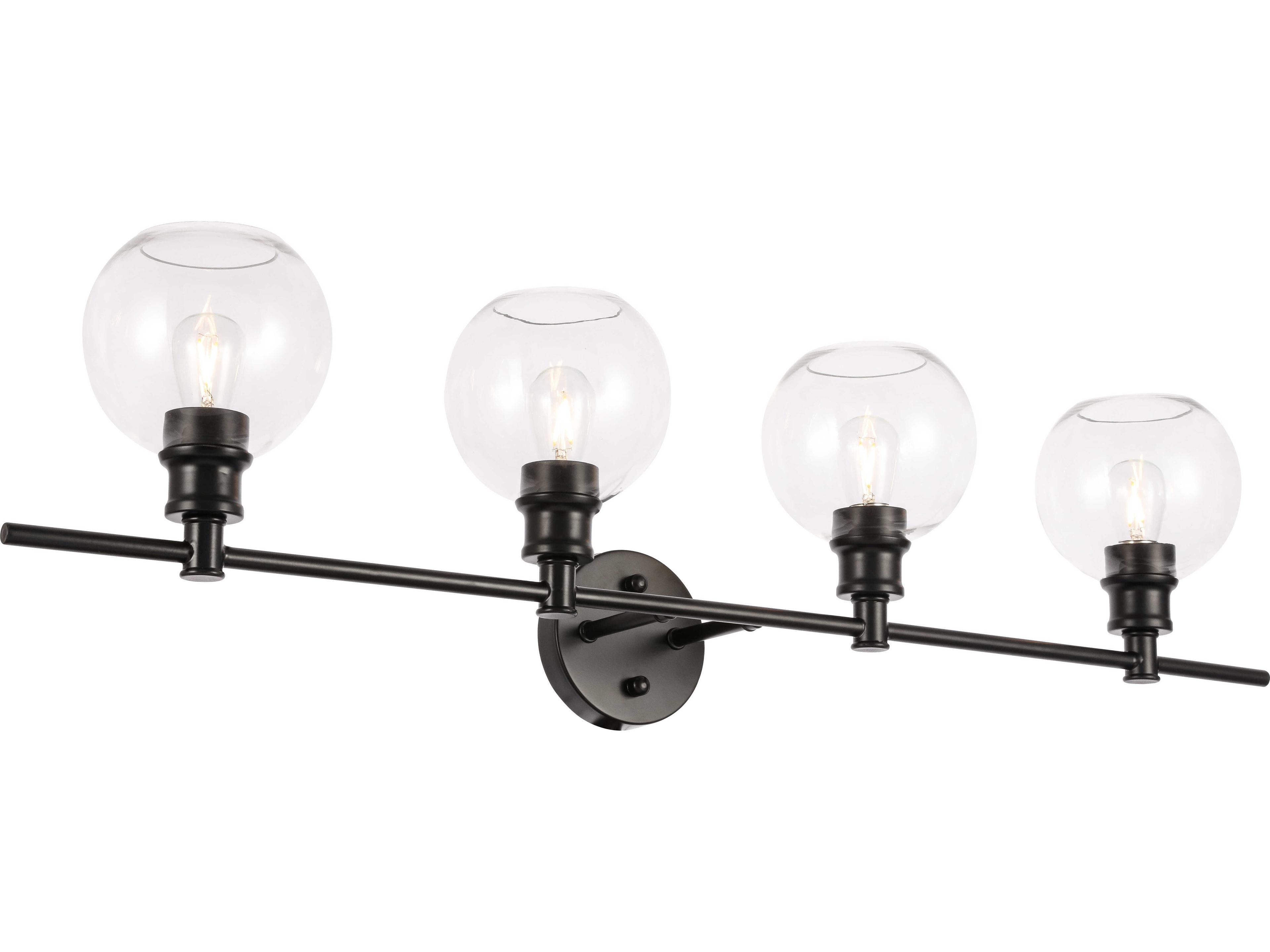 Elegant Lighting Collier 4-Light Black Glass Vanity Light