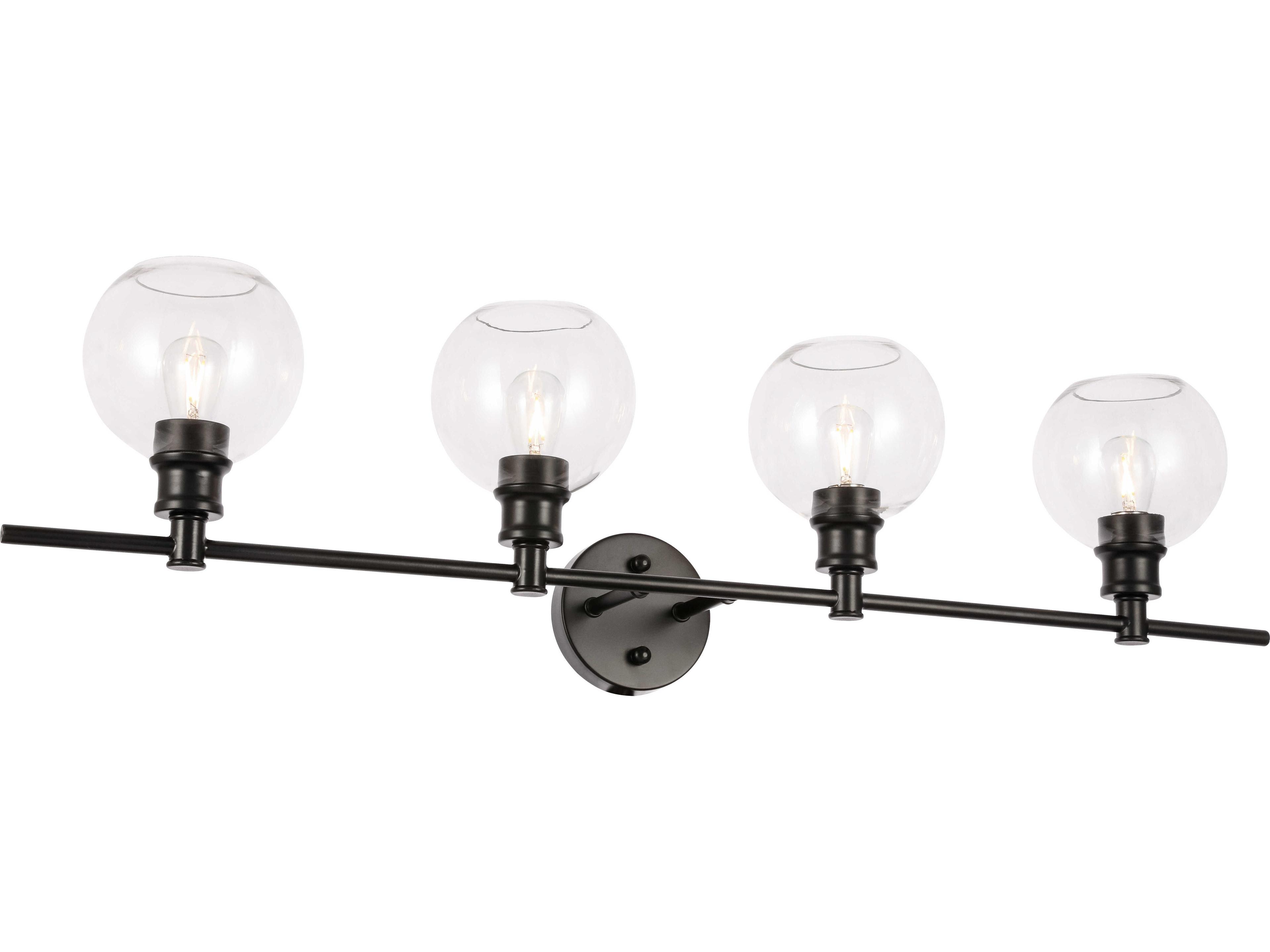 Elegant Lighting Collier 4-Light Black Glass Vanity Light