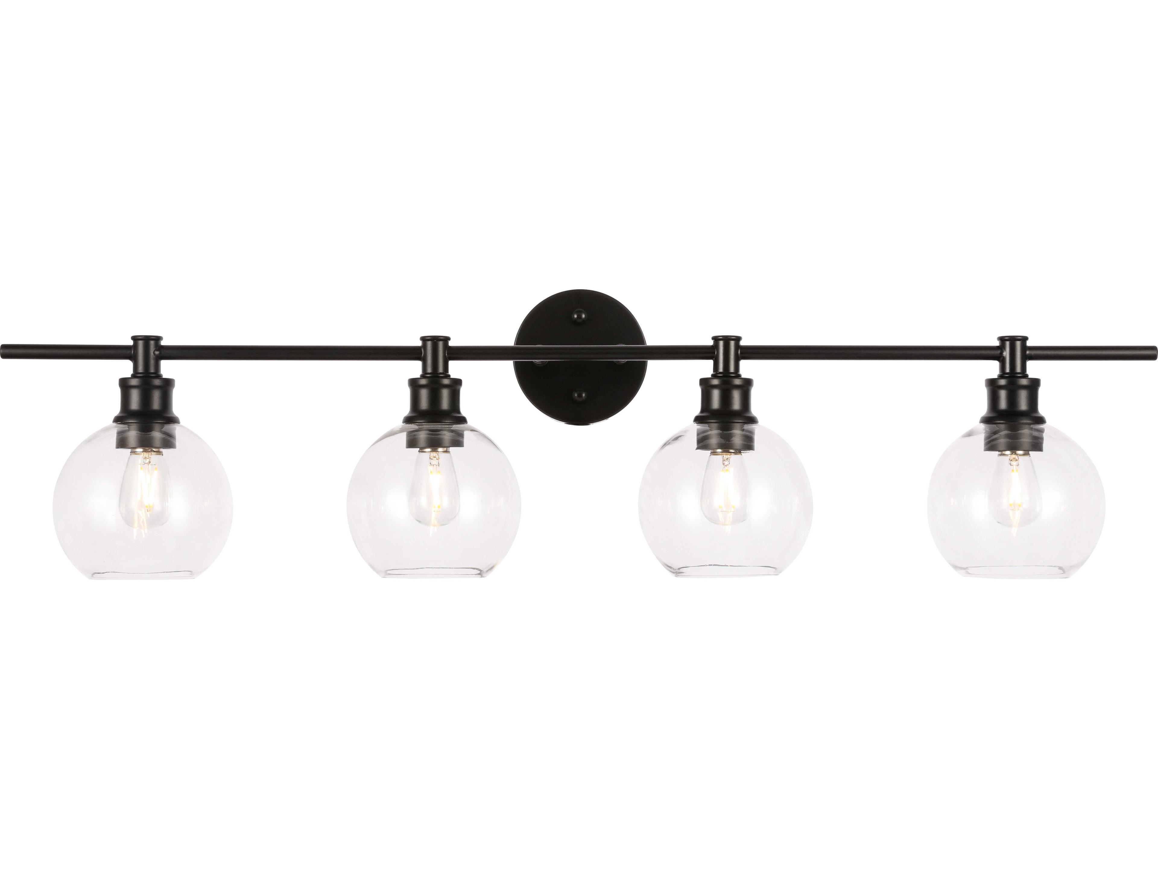 Elegant Lighting Collier 4-Light Black Glass Vanity Light