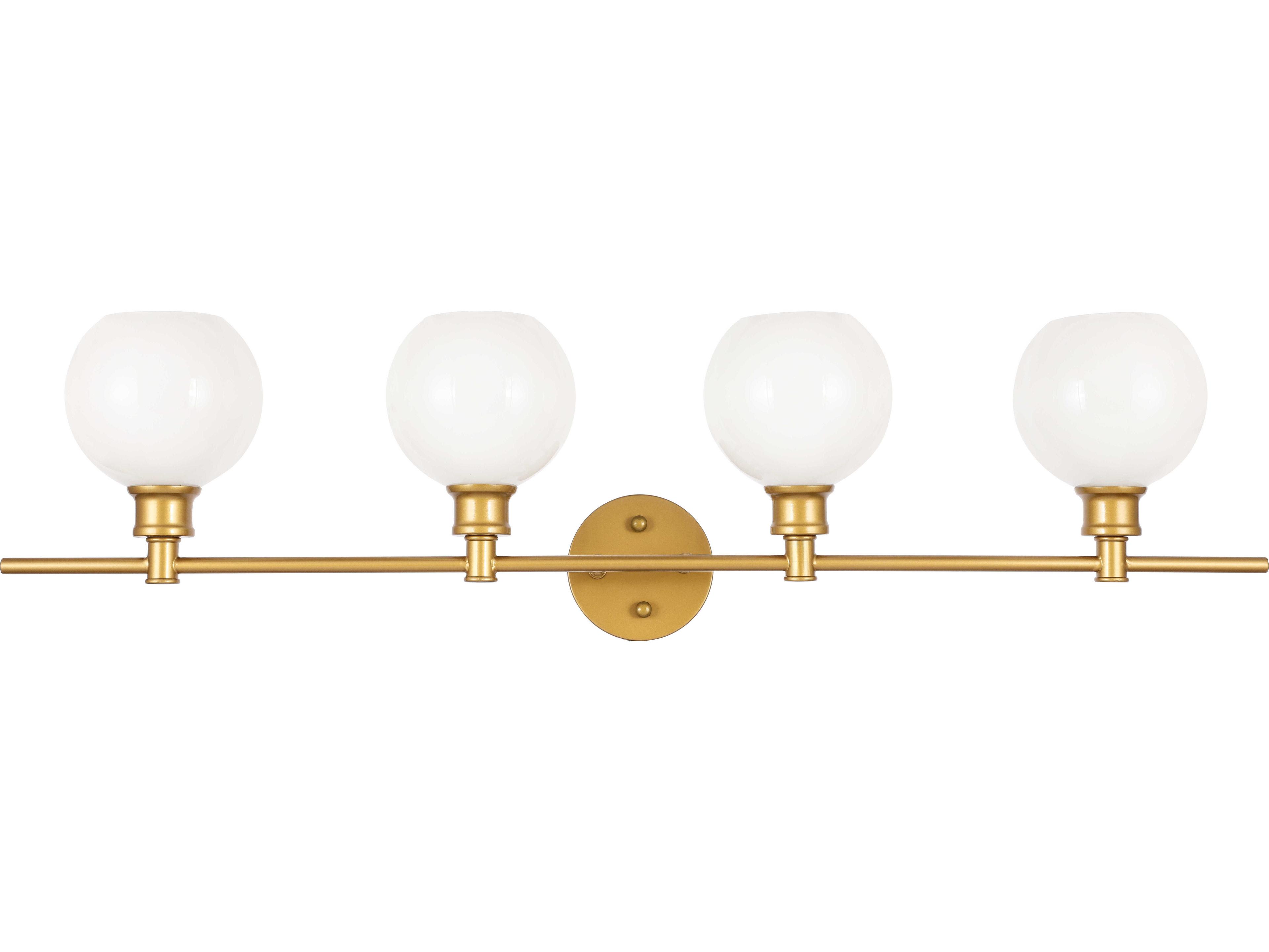Elegant Lighting Collier 4-Light Brass White Glass LED Vanity Light