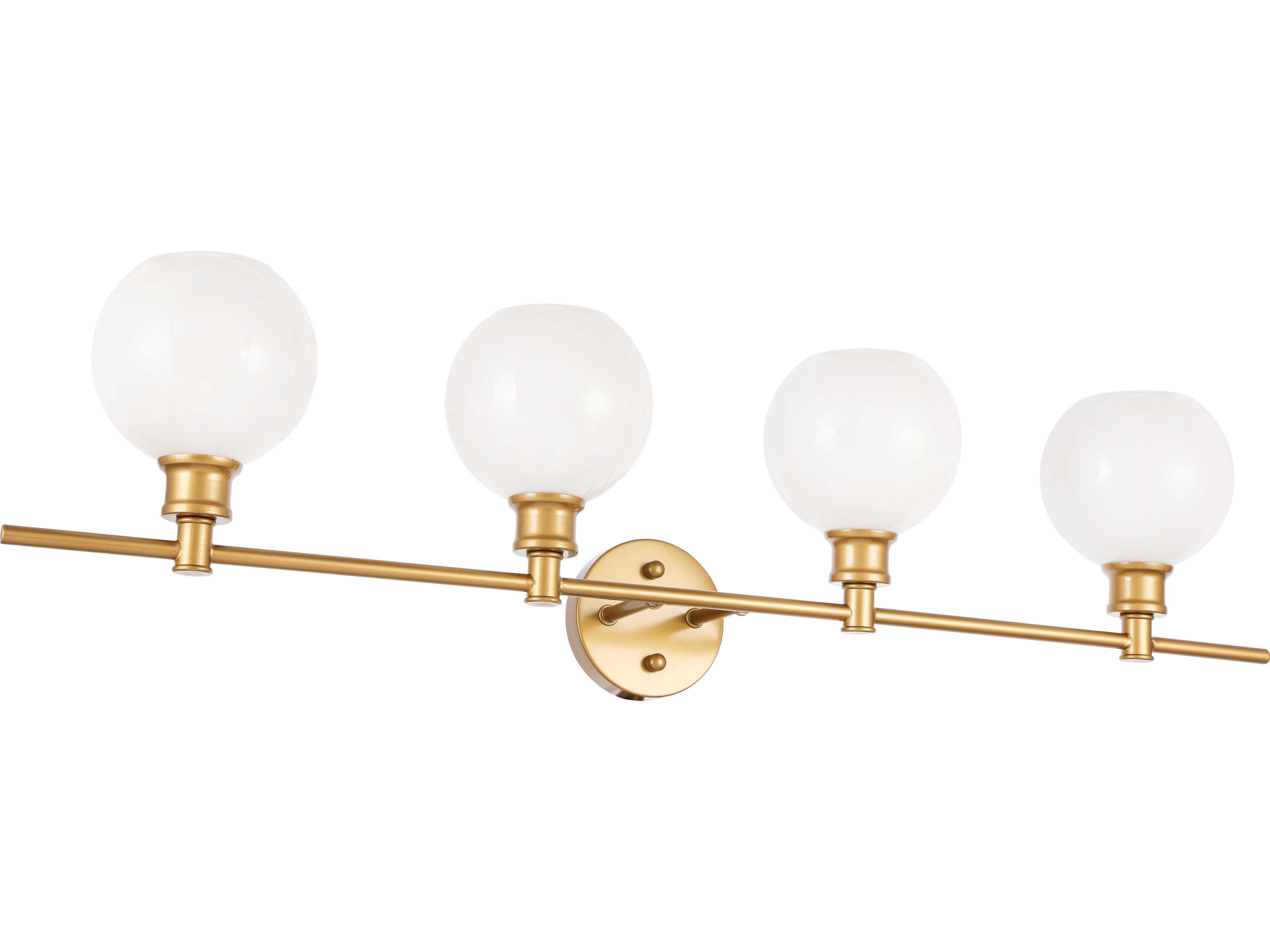 Elegant Lighting Collier 4-Light Brass White Glass LED Vanity Light