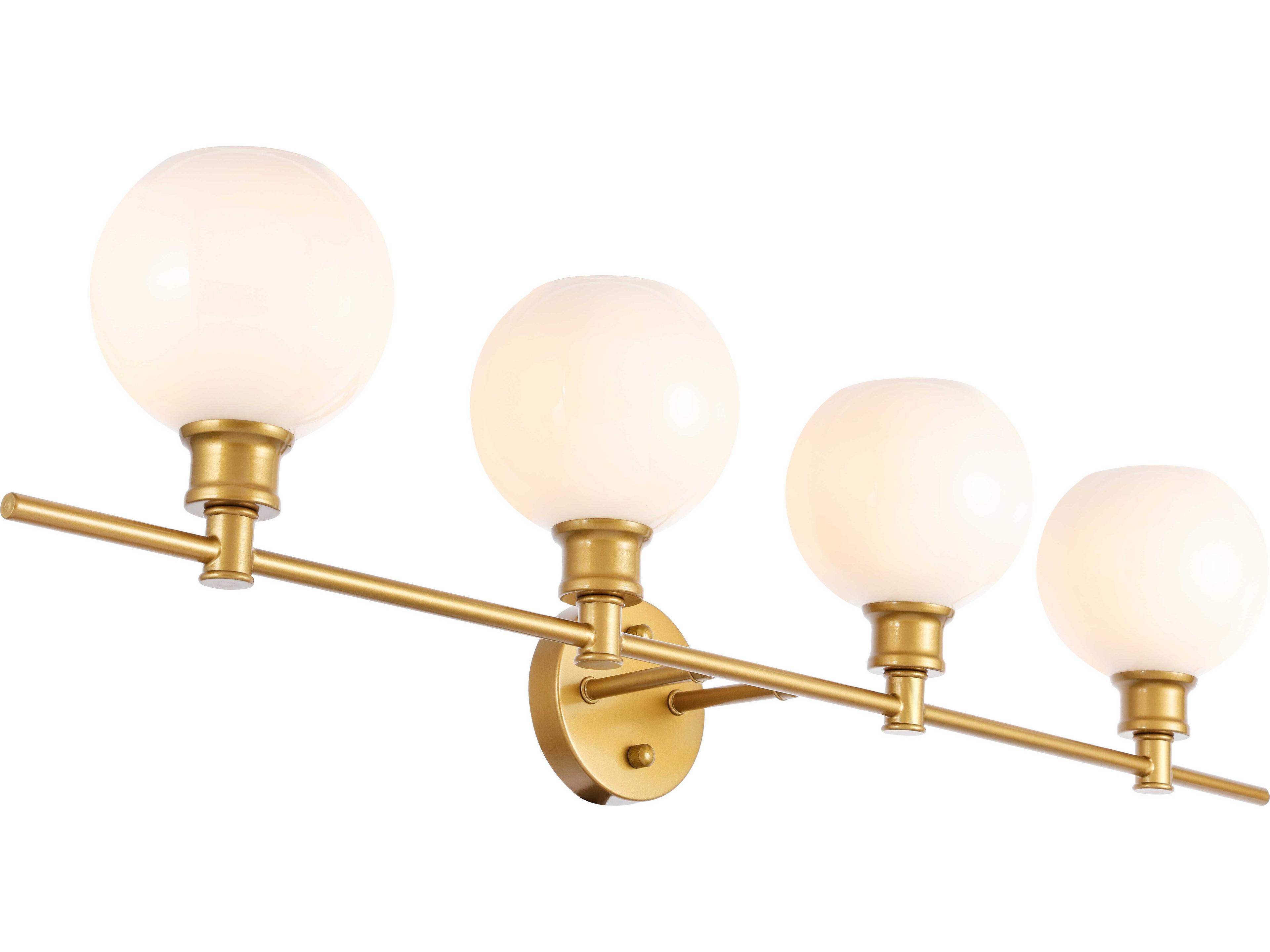 Elegant Lighting Collier 4-Light Brass White Glass LED Vanity Light