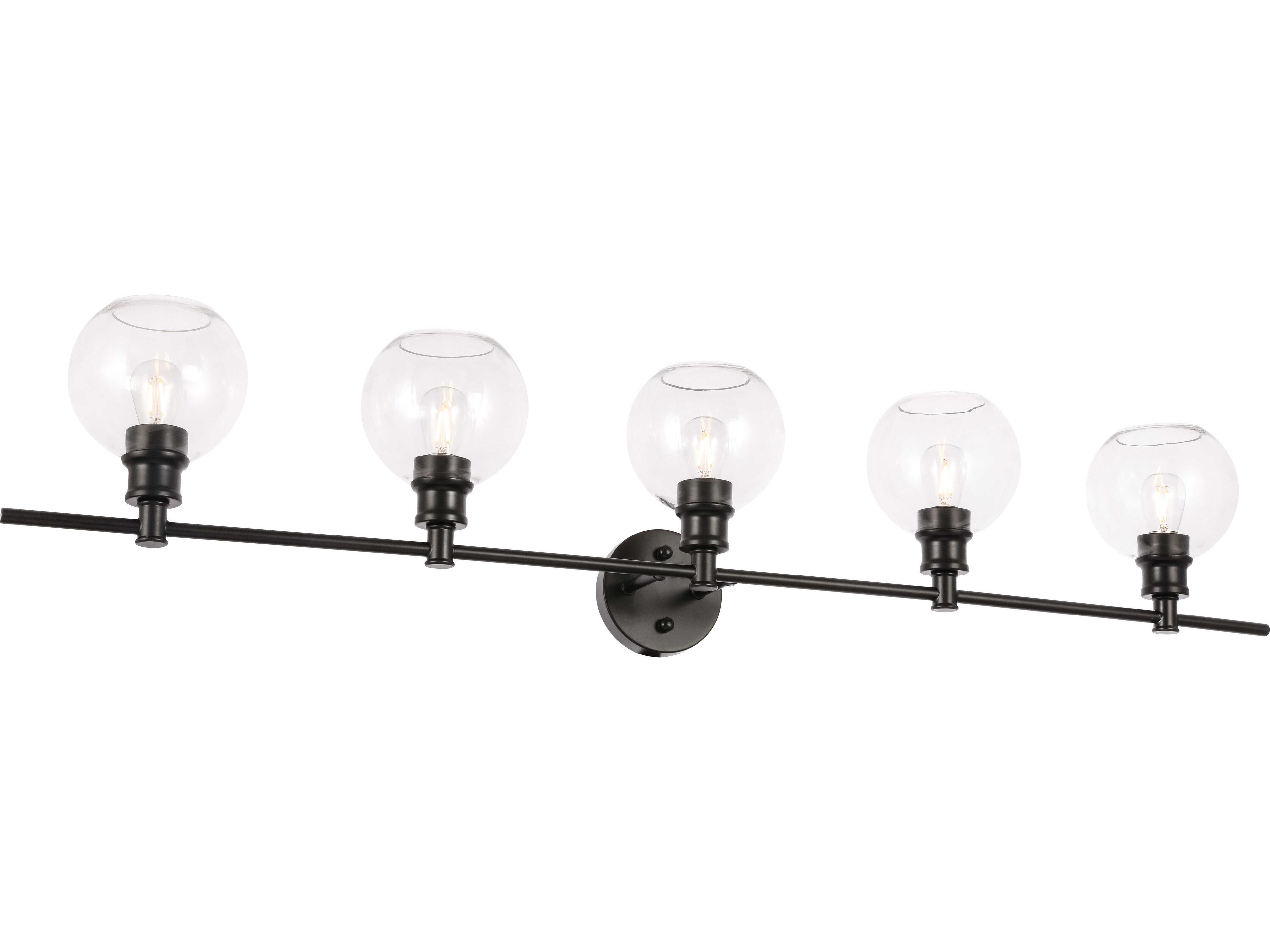 Elegant Lighting Collier 5-Light Black Clear Glass LED Vanity Light