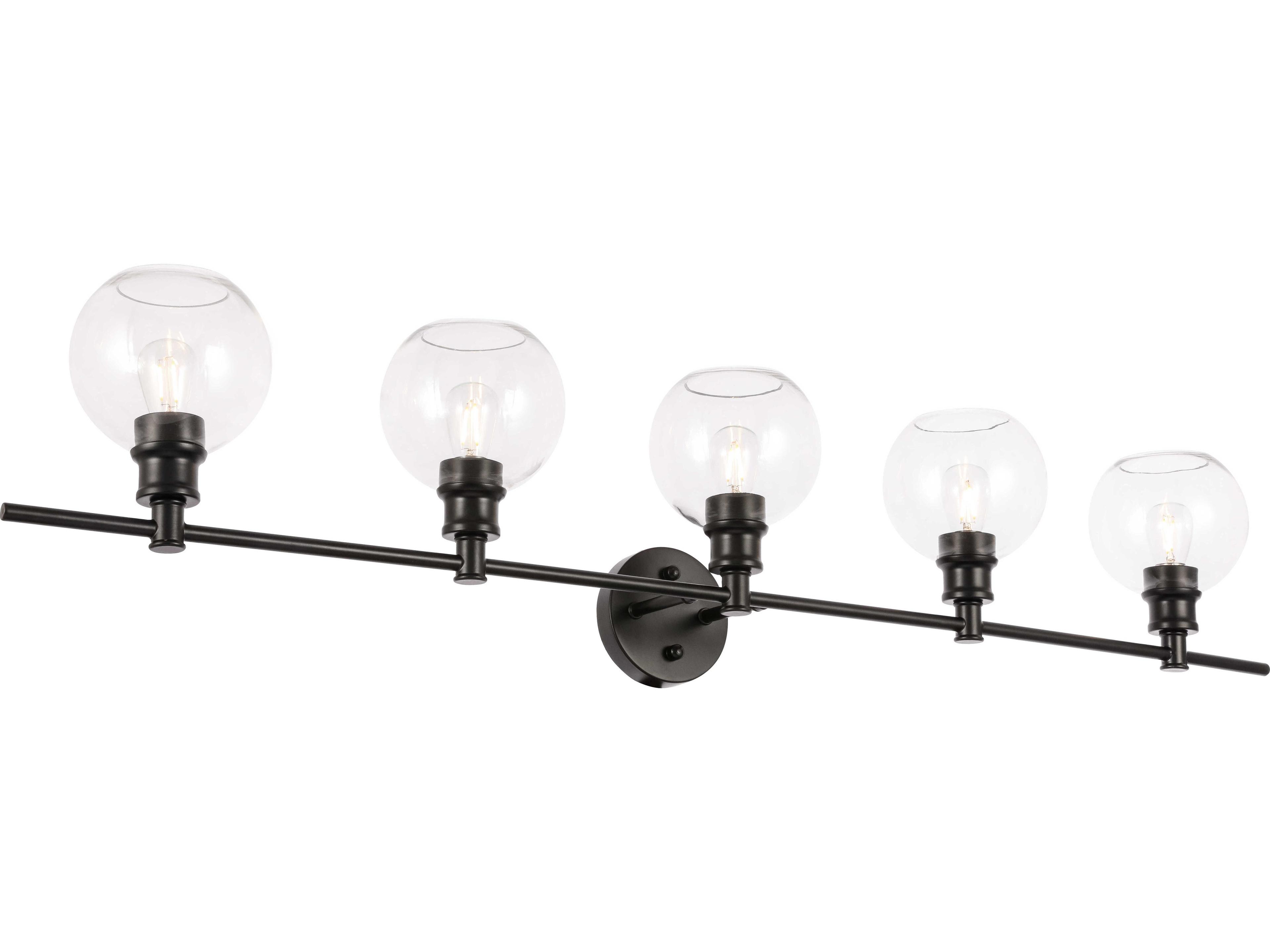 Elegant Lighting Collier 5-Light Black Clear Glass LED Vanity Light