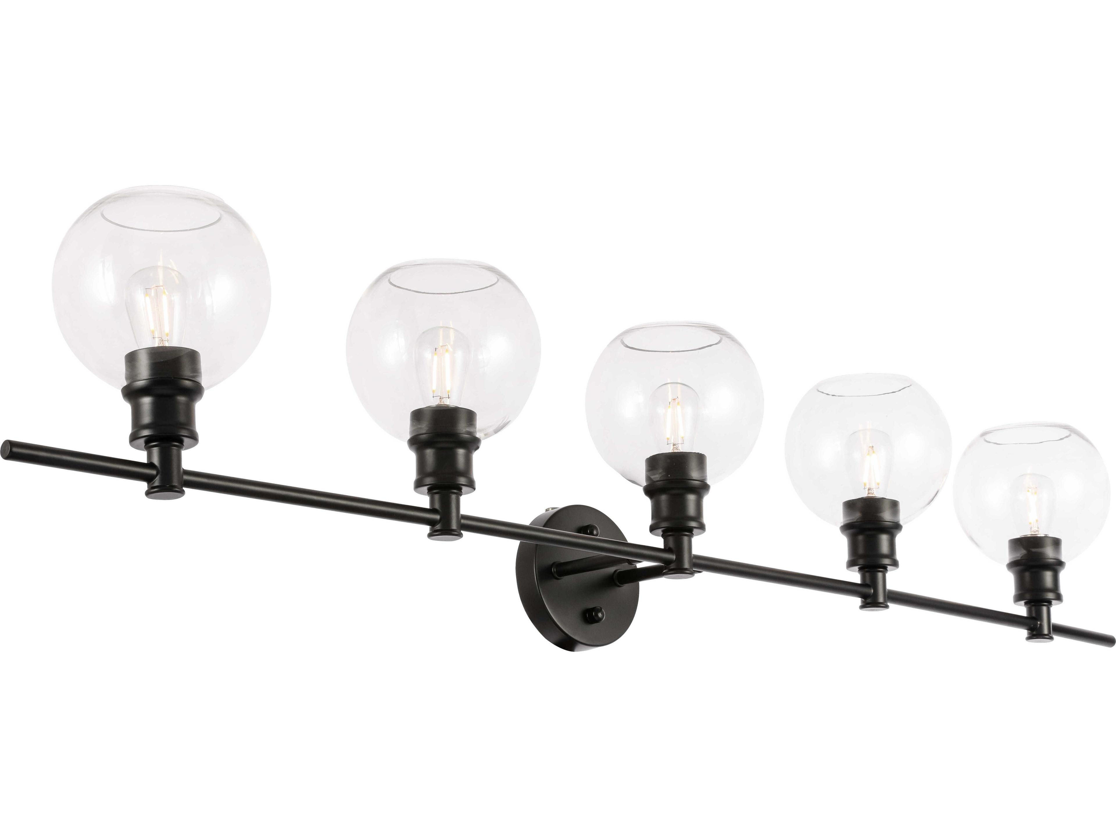 Elegant Lighting Collier 5-Light Black Clear Glass LED Vanity Light