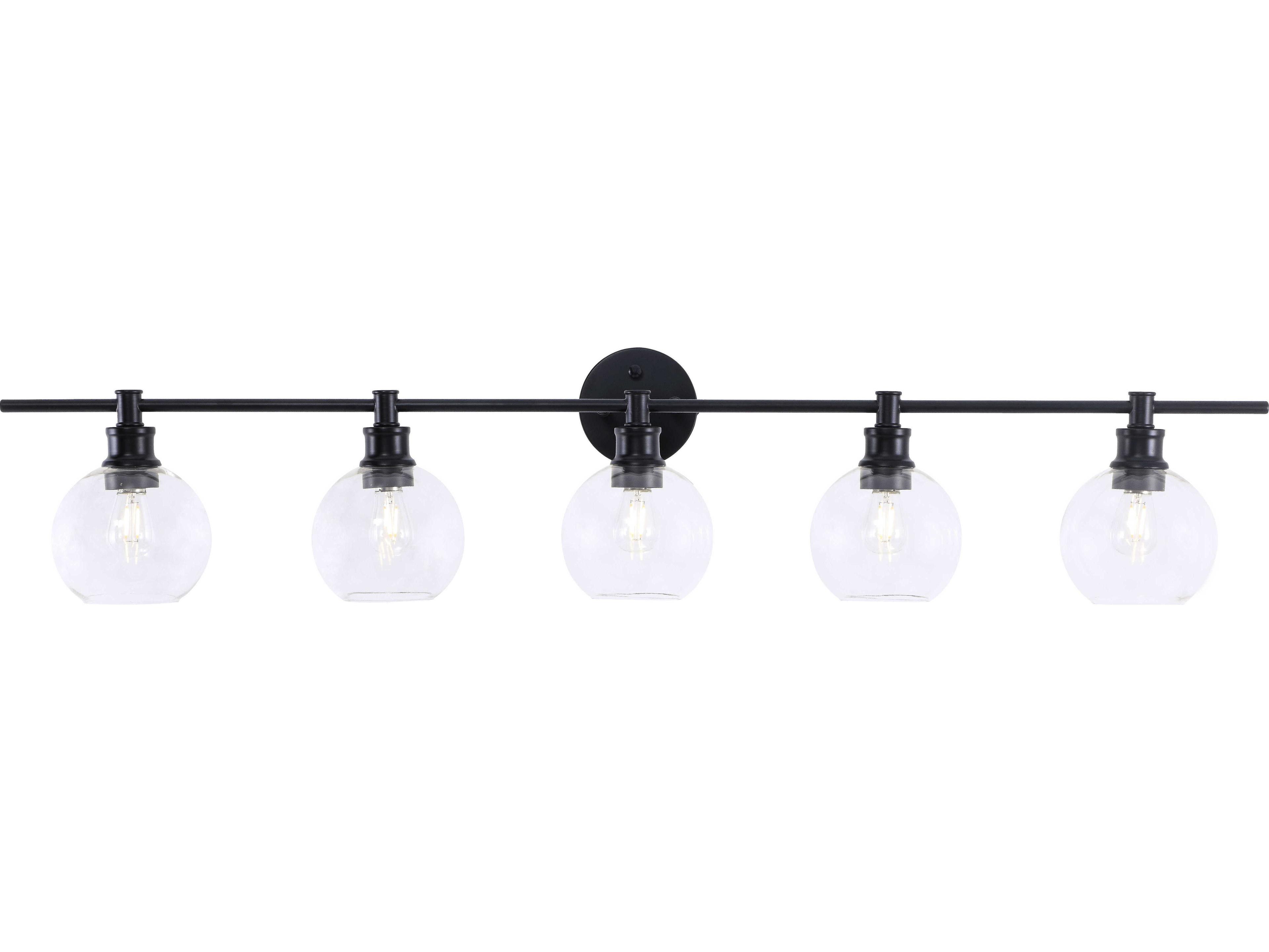 Elegant Lighting Collier 5-Light Black Clear Glass LED Vanity Light