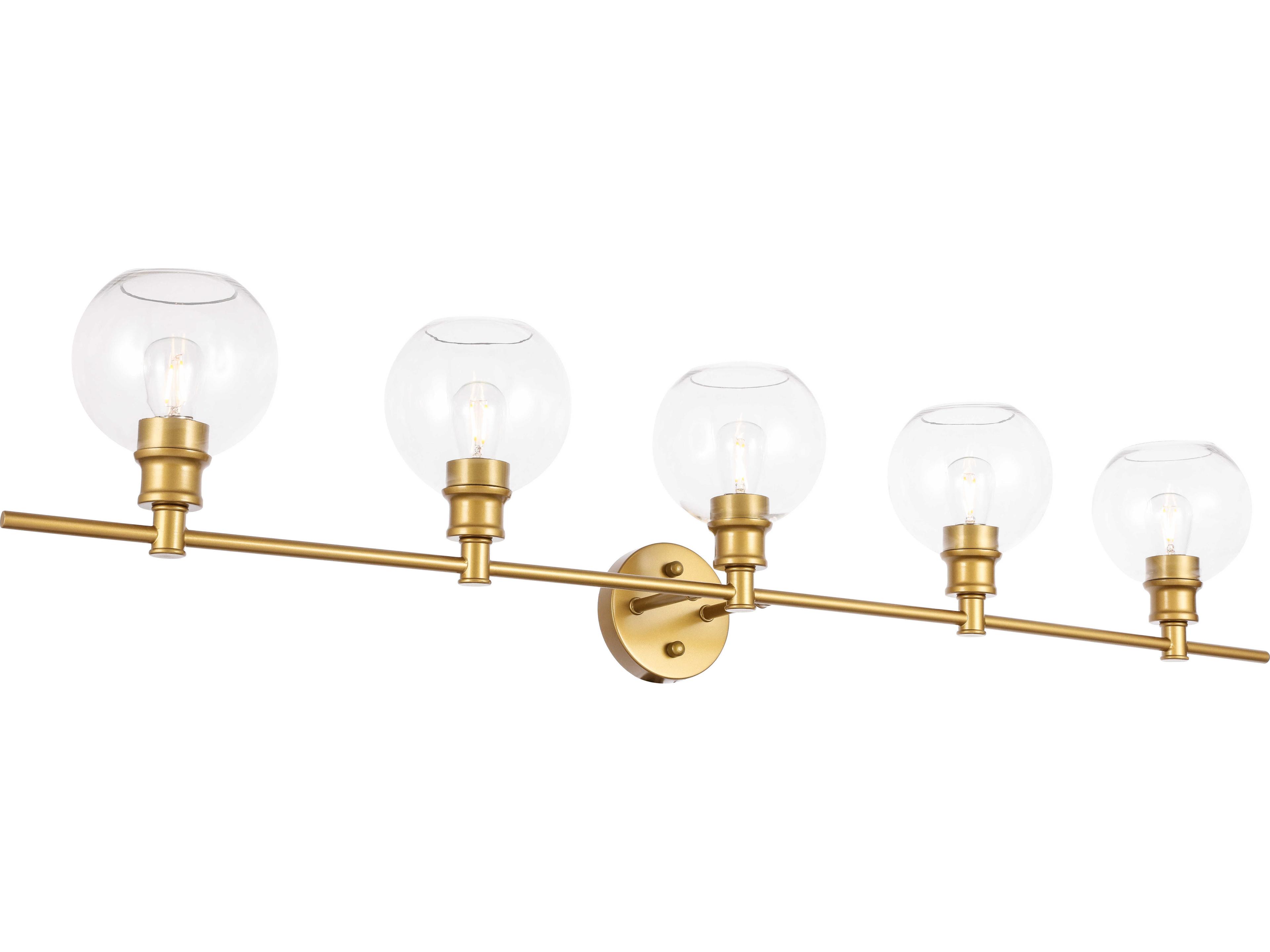 Elegant Lighting Collier 5-Light Brass Glass LED Vanity Light