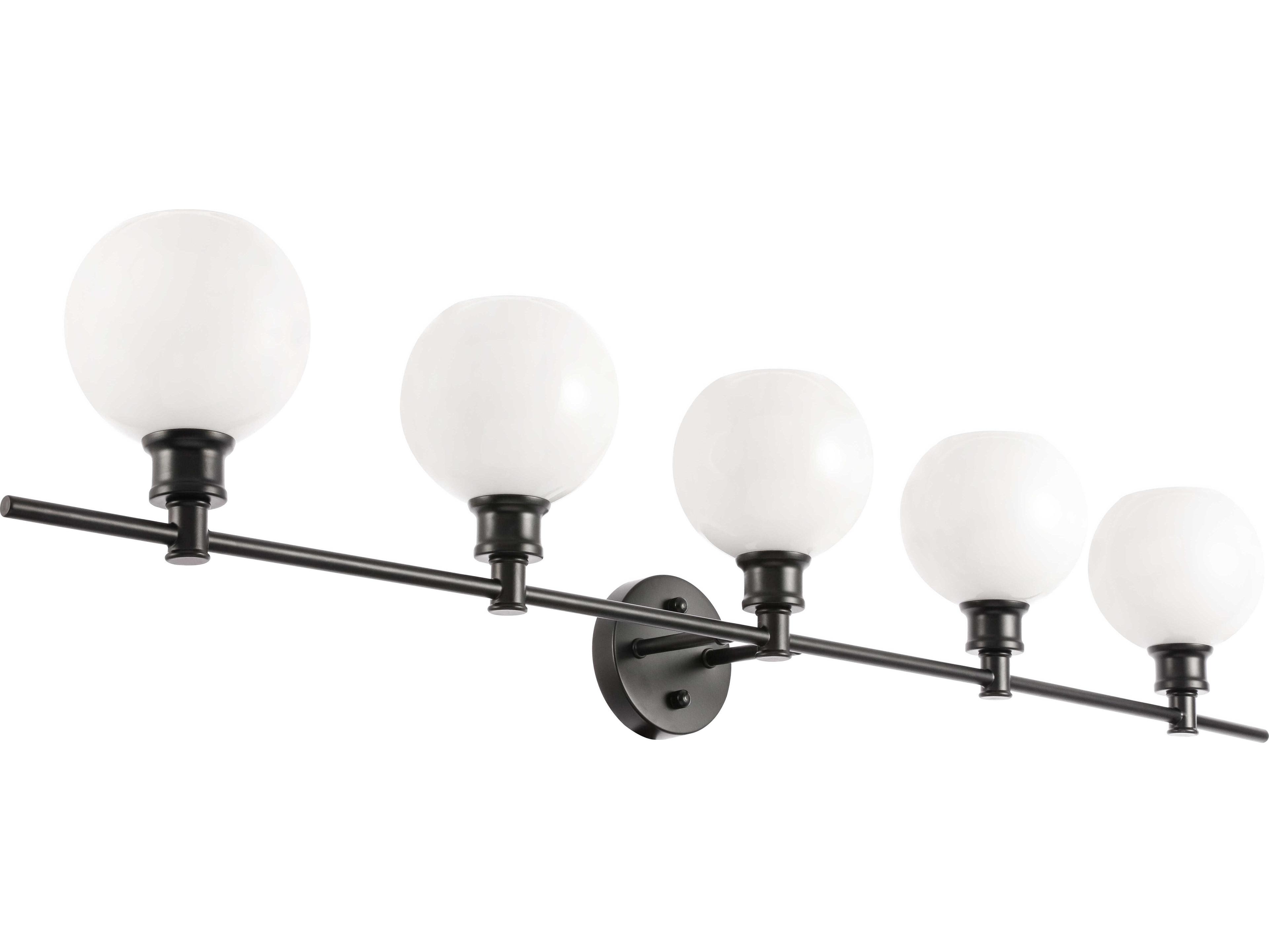 Elegant Lighting Collier 5-Light Black Glass LED Vanity Light