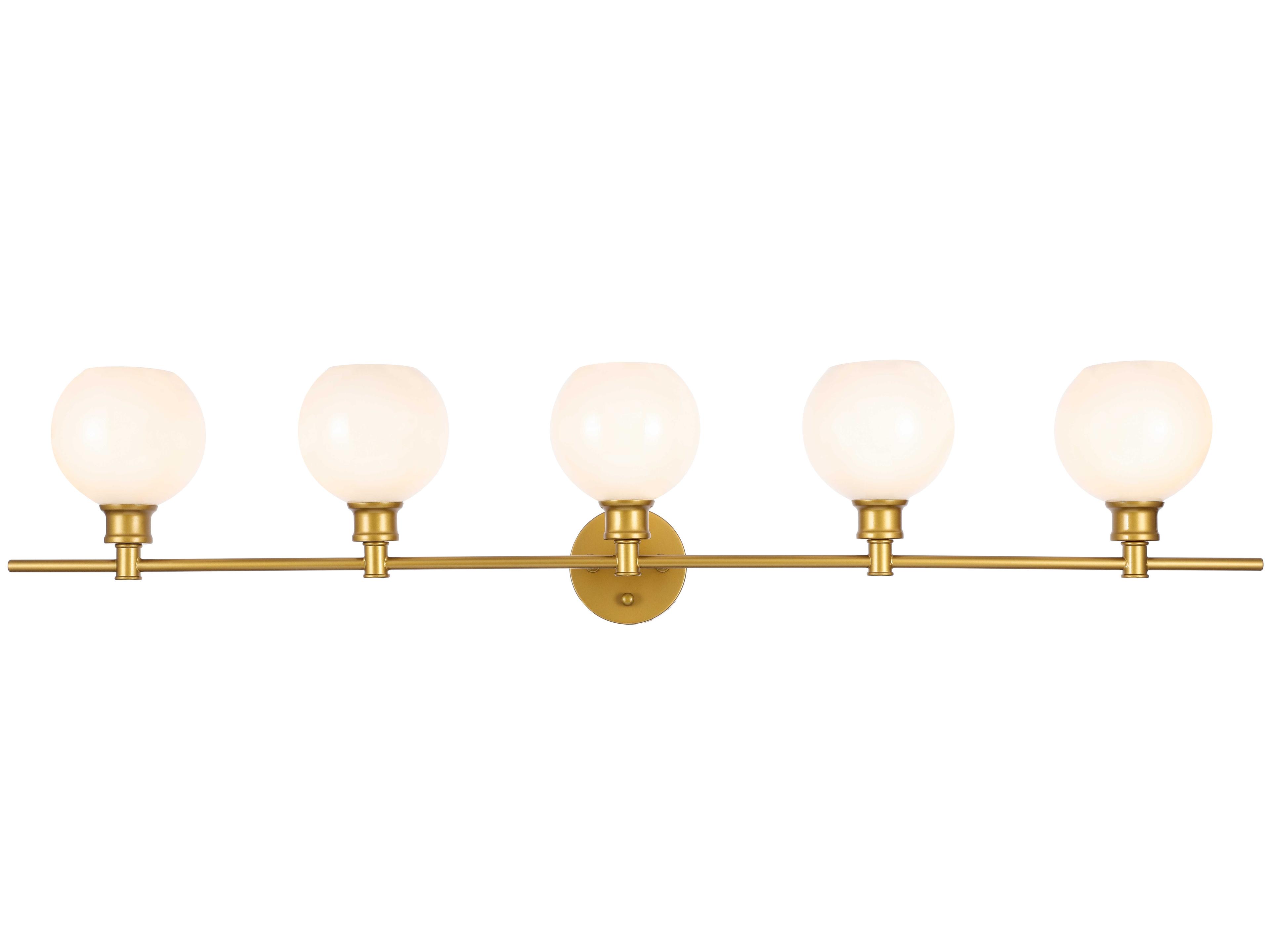 Elegant Lighting Collier 5-Light Brass Glass LED Vanity Light