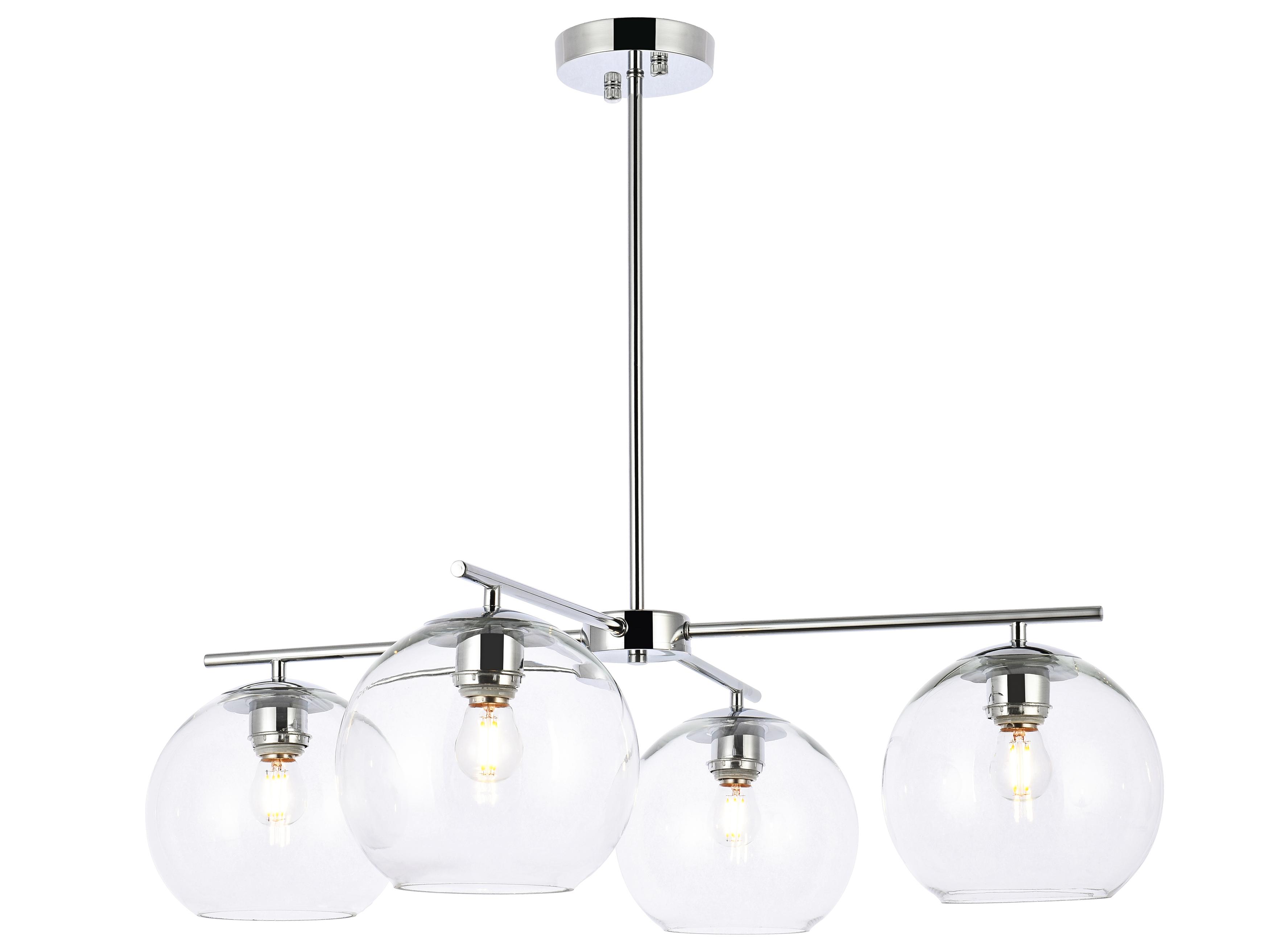 Elegant Lighting Opus 4-Light Chrome And Clear Glass Globe Chandelier