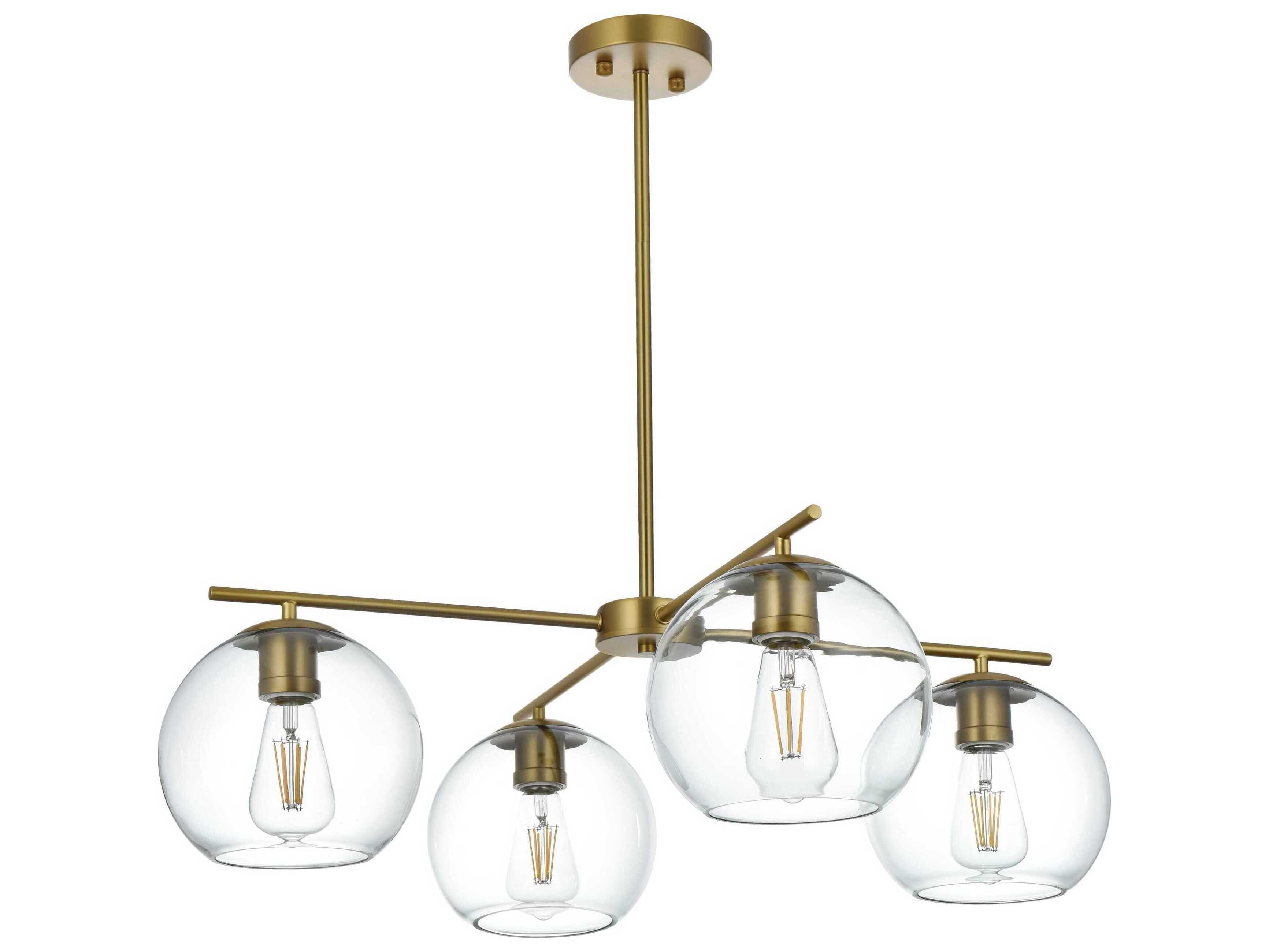 Elegant Lighting Opus 4-Light Satin Gold Globe Chandelier