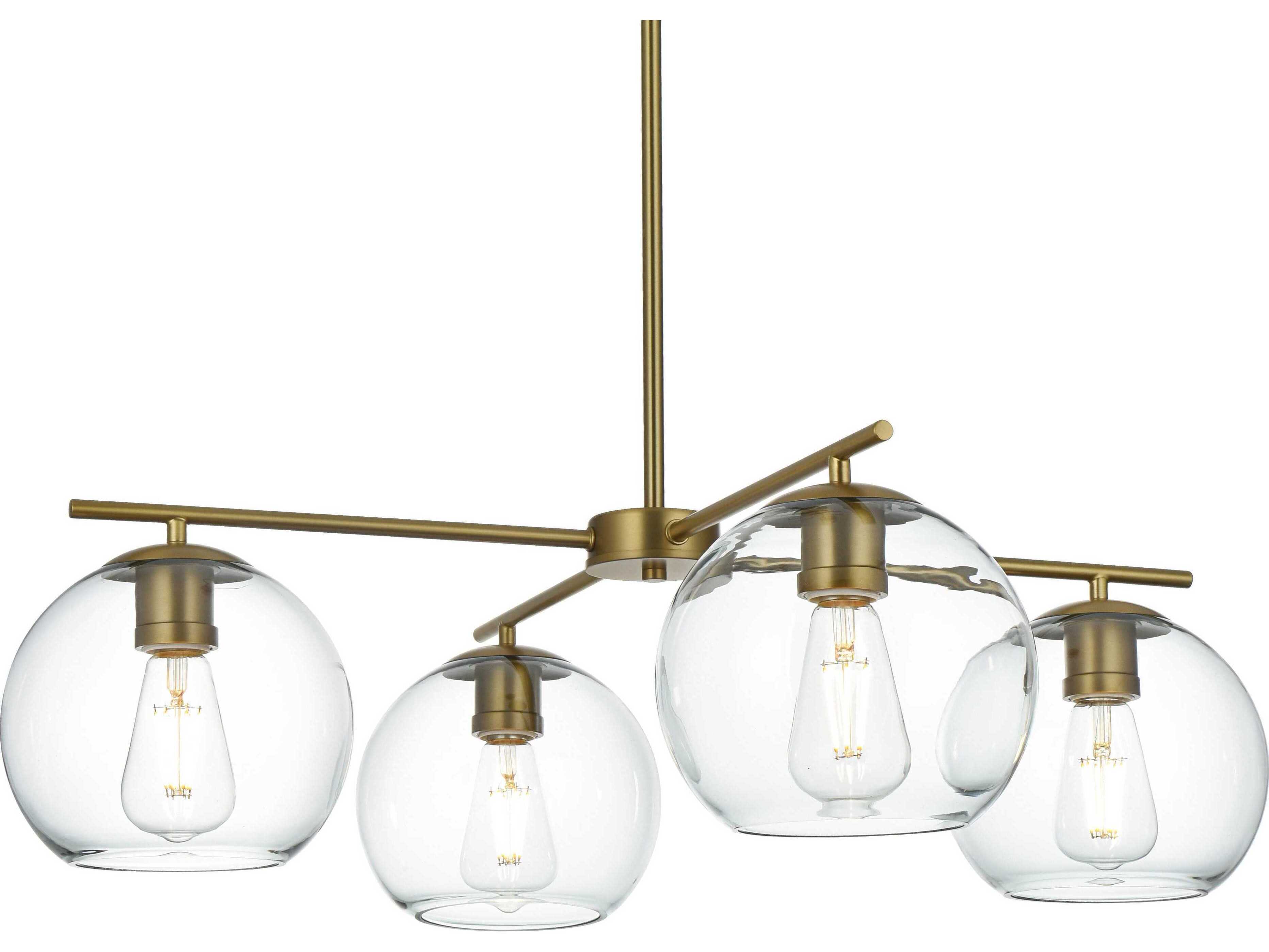 Elegant Lighting Opus 4-Light Satin Gold Globe Chandelier