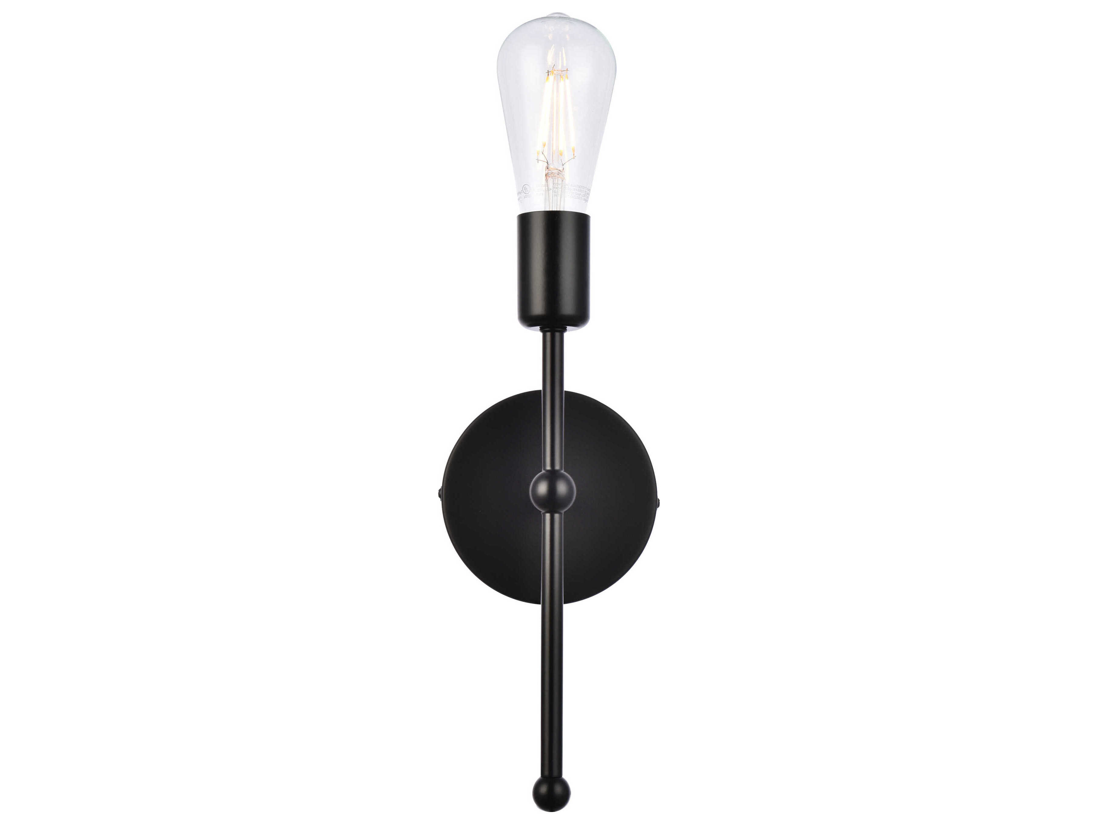 Elegant Lighting Keely 1-Light Black Wall Sconce