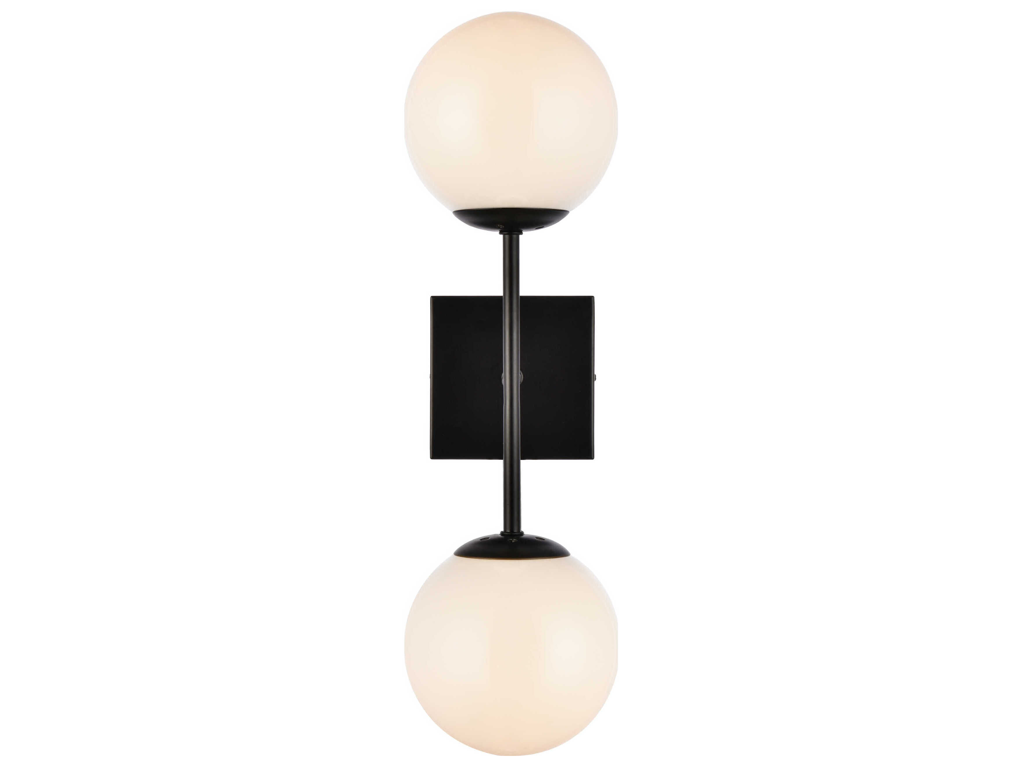 Elegant Lighting Neri 2-Light Black And White Glass Wall Sconce