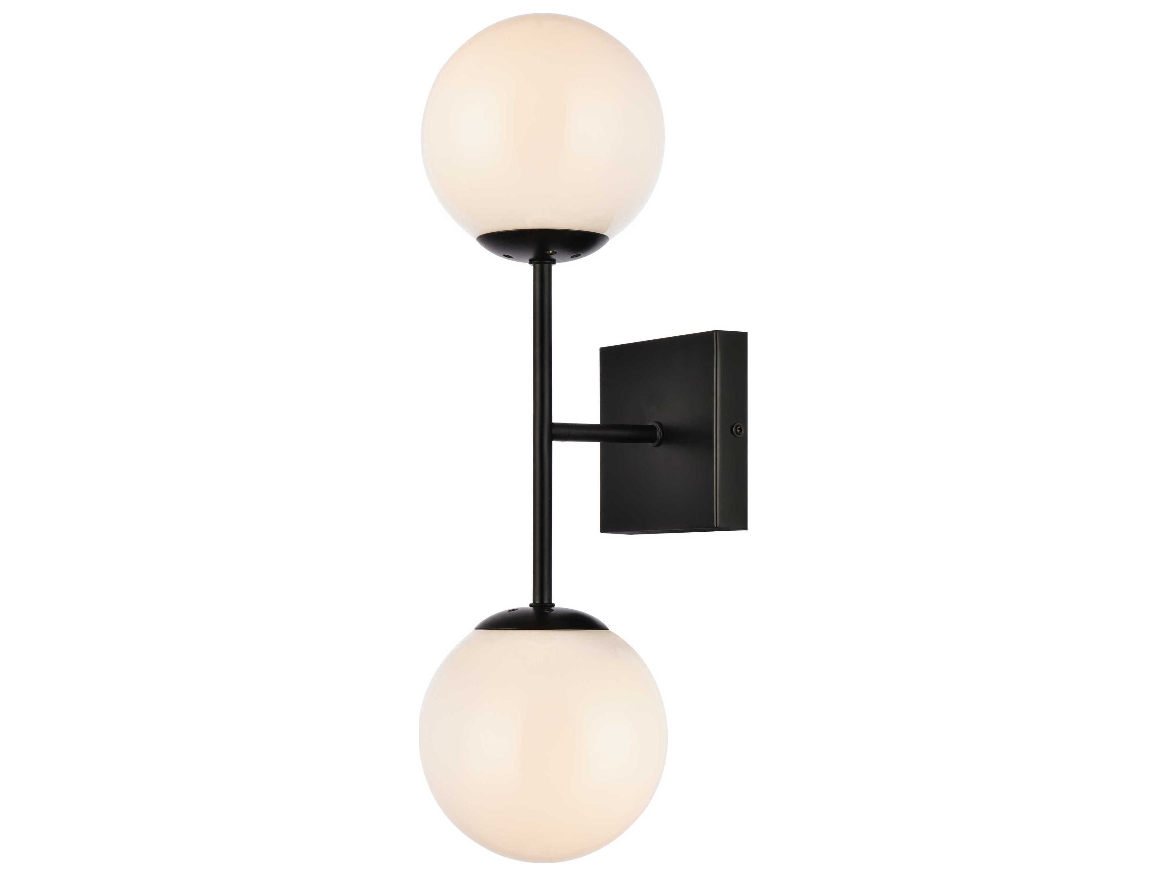 Elegant Lighting Neri 2-Light Black And White Glass Wall Sconce