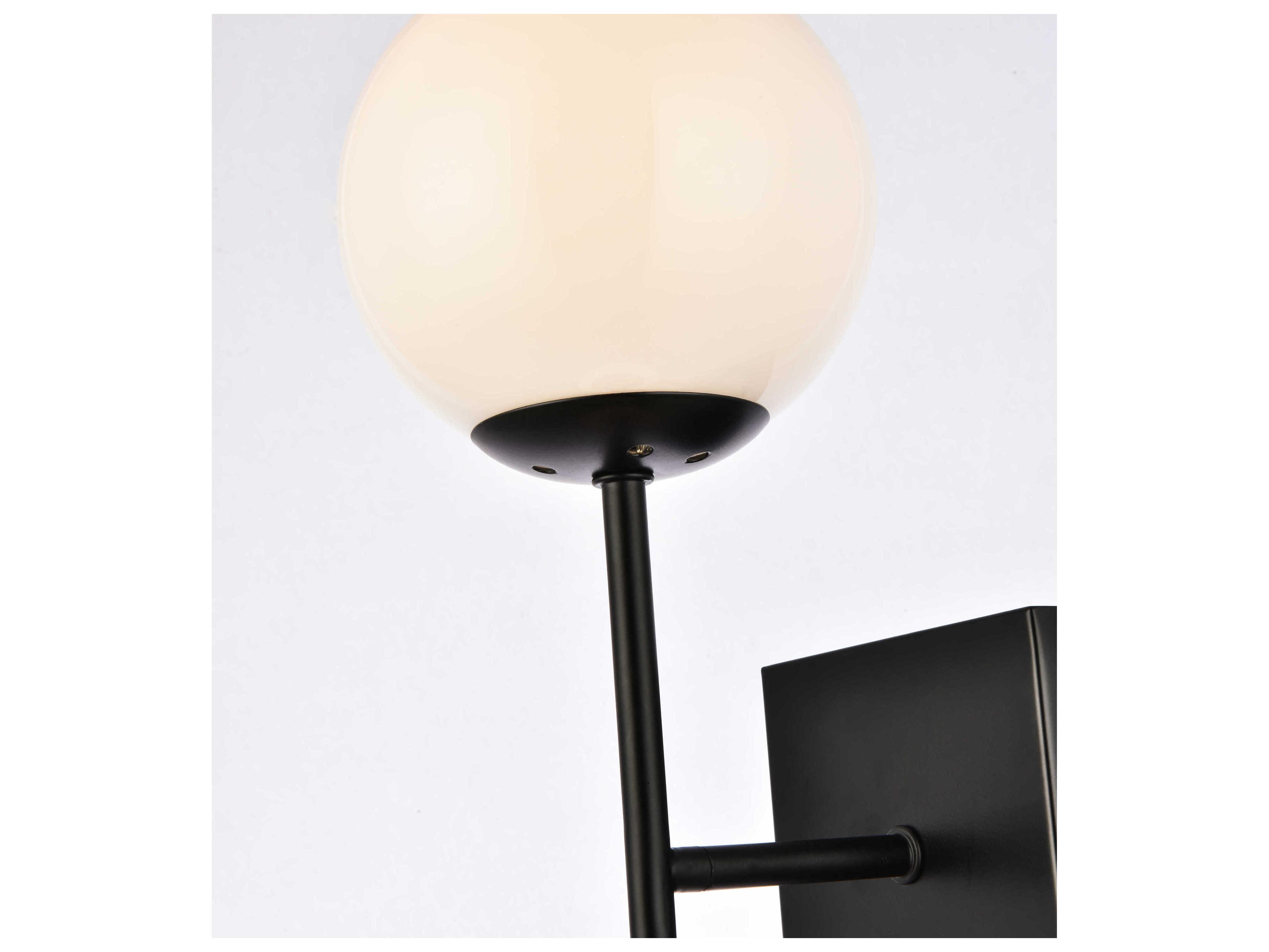 Elegant Lighting Neri 2-Light Black And White Glass Wall Sconce