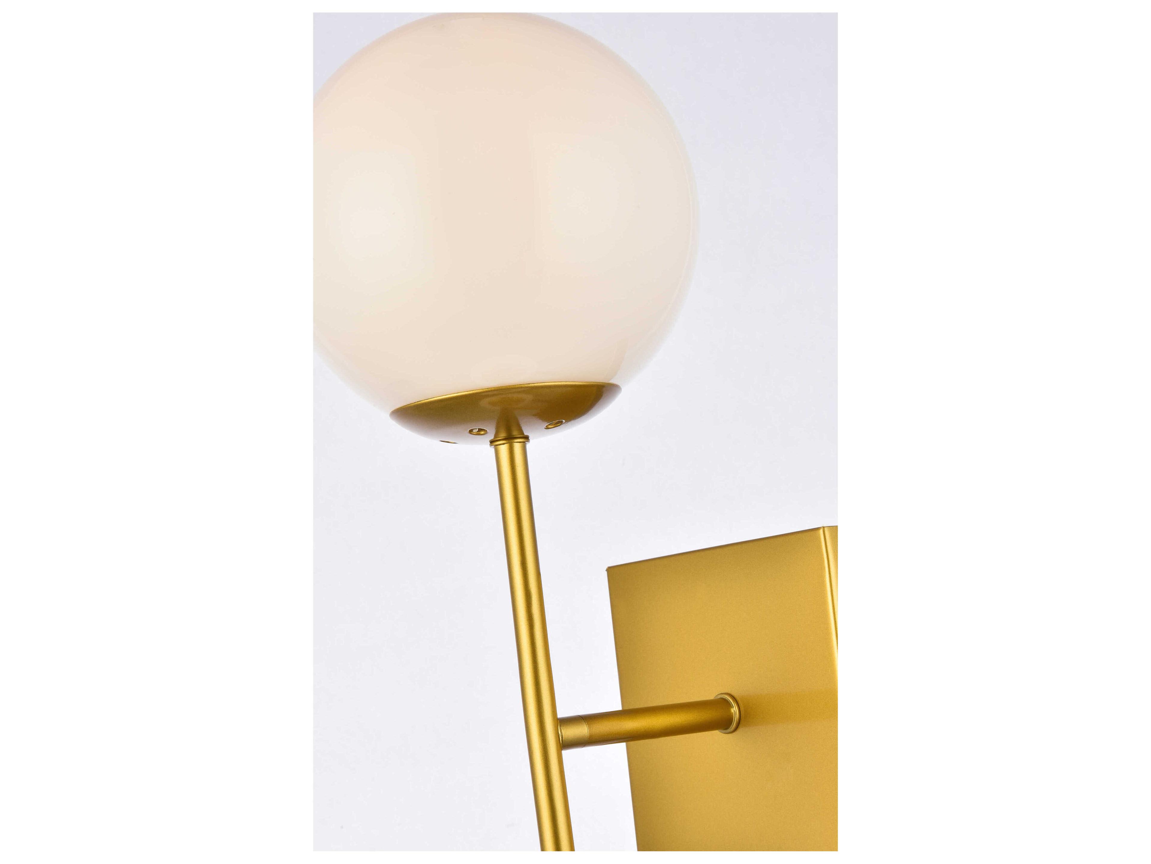 Elegant Lighting Neri 2-Light Brass And White Glass Wall Sconce