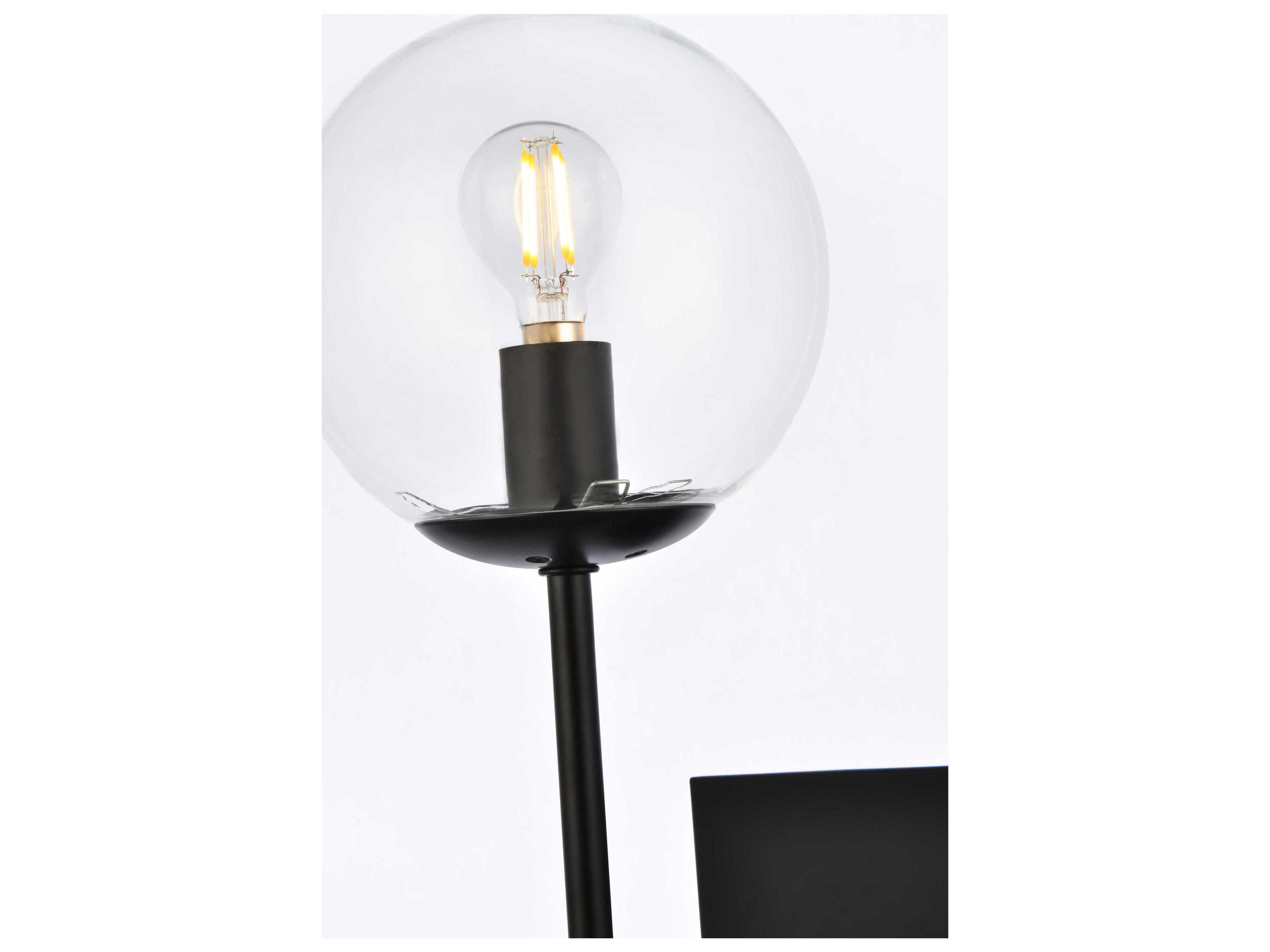 Elegant Lighting Neri 1-Light Black And Clear Glass Wall Sconce