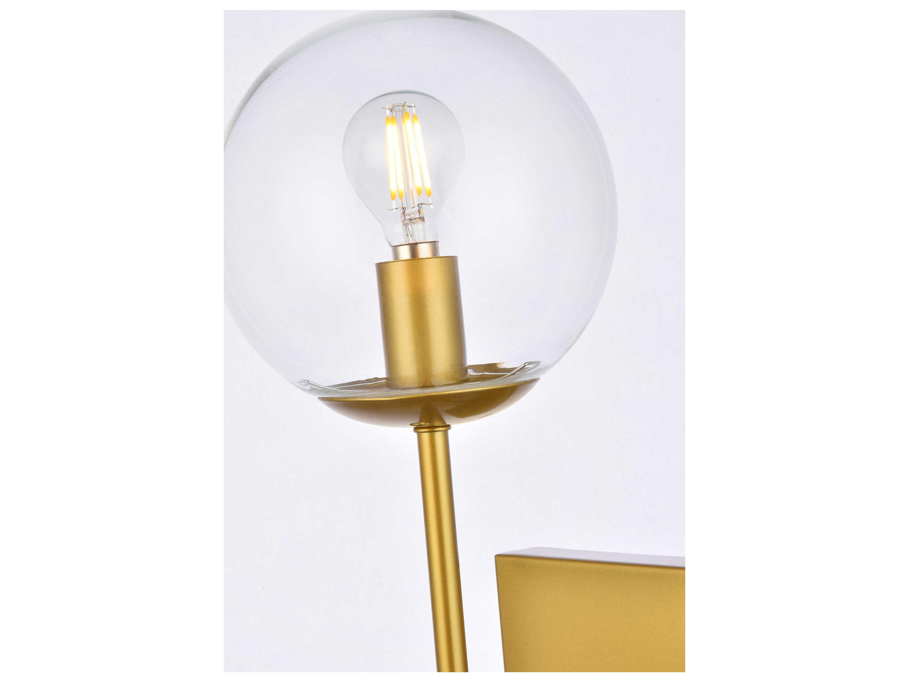 Elegant Lighting Neri 1-Light Brass And Clear Glass Wall Sconce