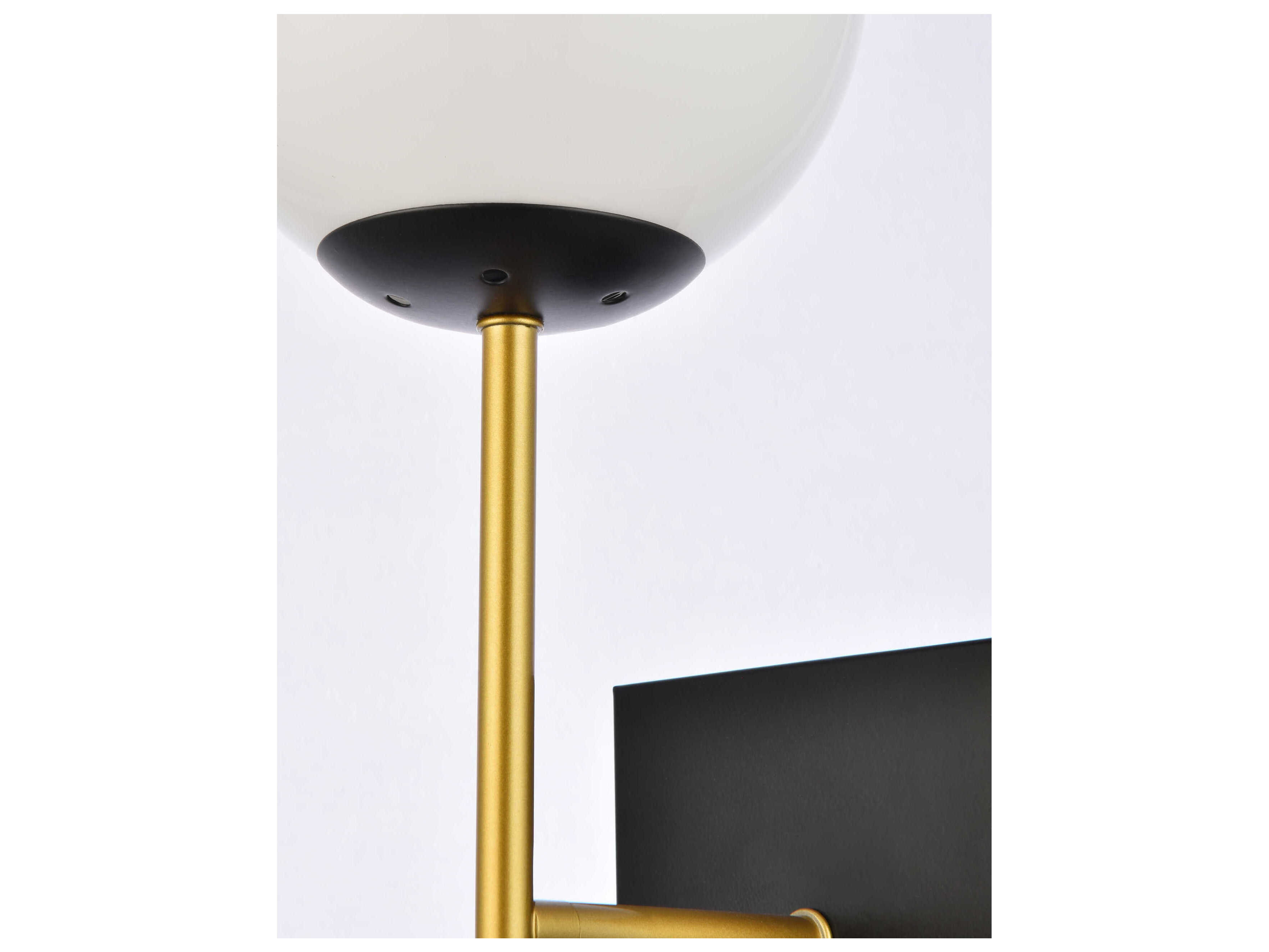 Elegant Lighting Neri 1-Light Black And Brass White Glass Wall Sconce