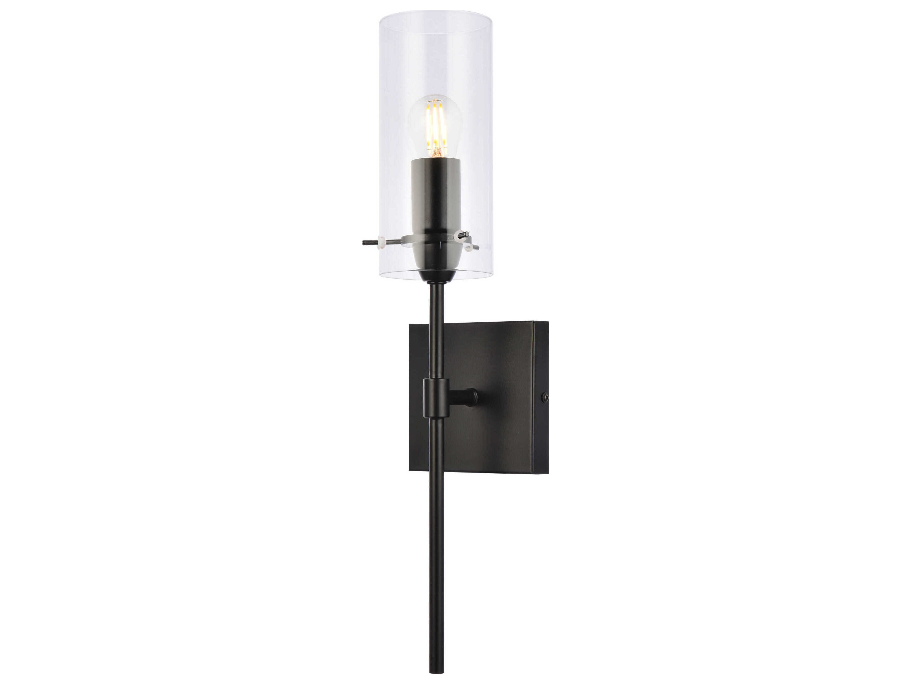 Elegant Lighting Elsreth 1-Light Black And Clear Glass Wall Sconce