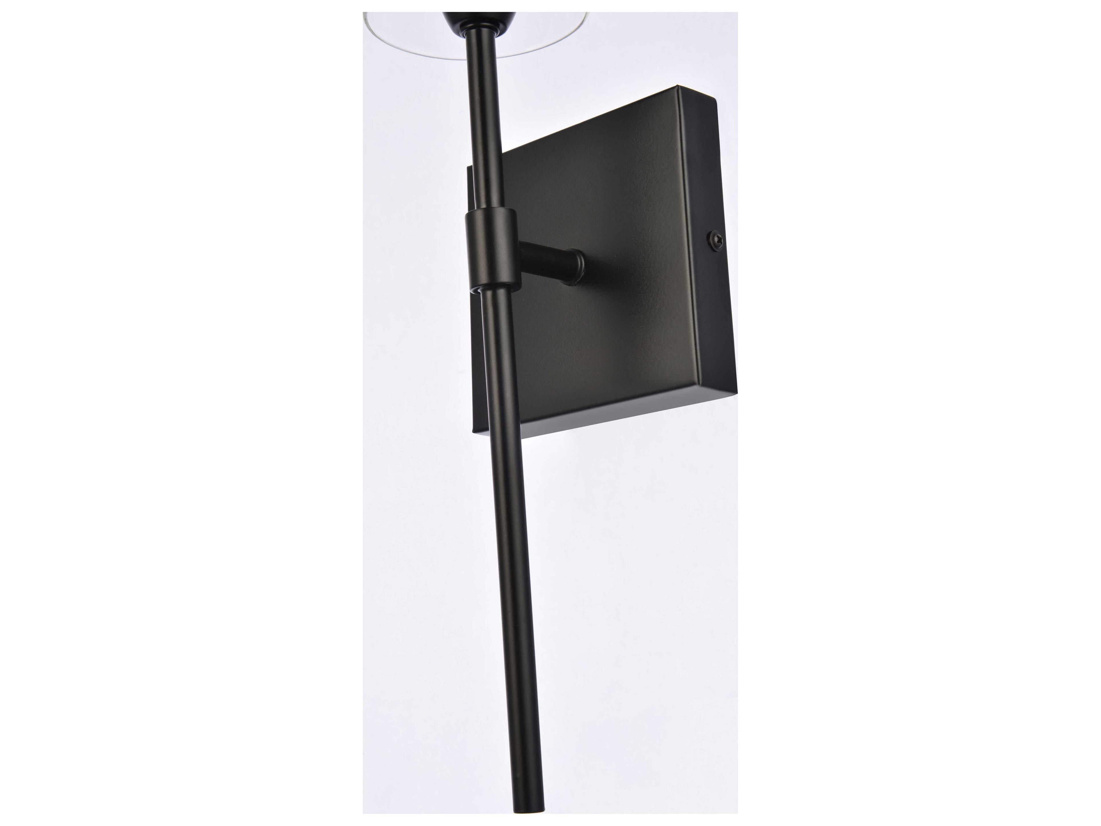 Elegant Lighting Elsreth 1-Light Black And Clear Glass Wall Sconce