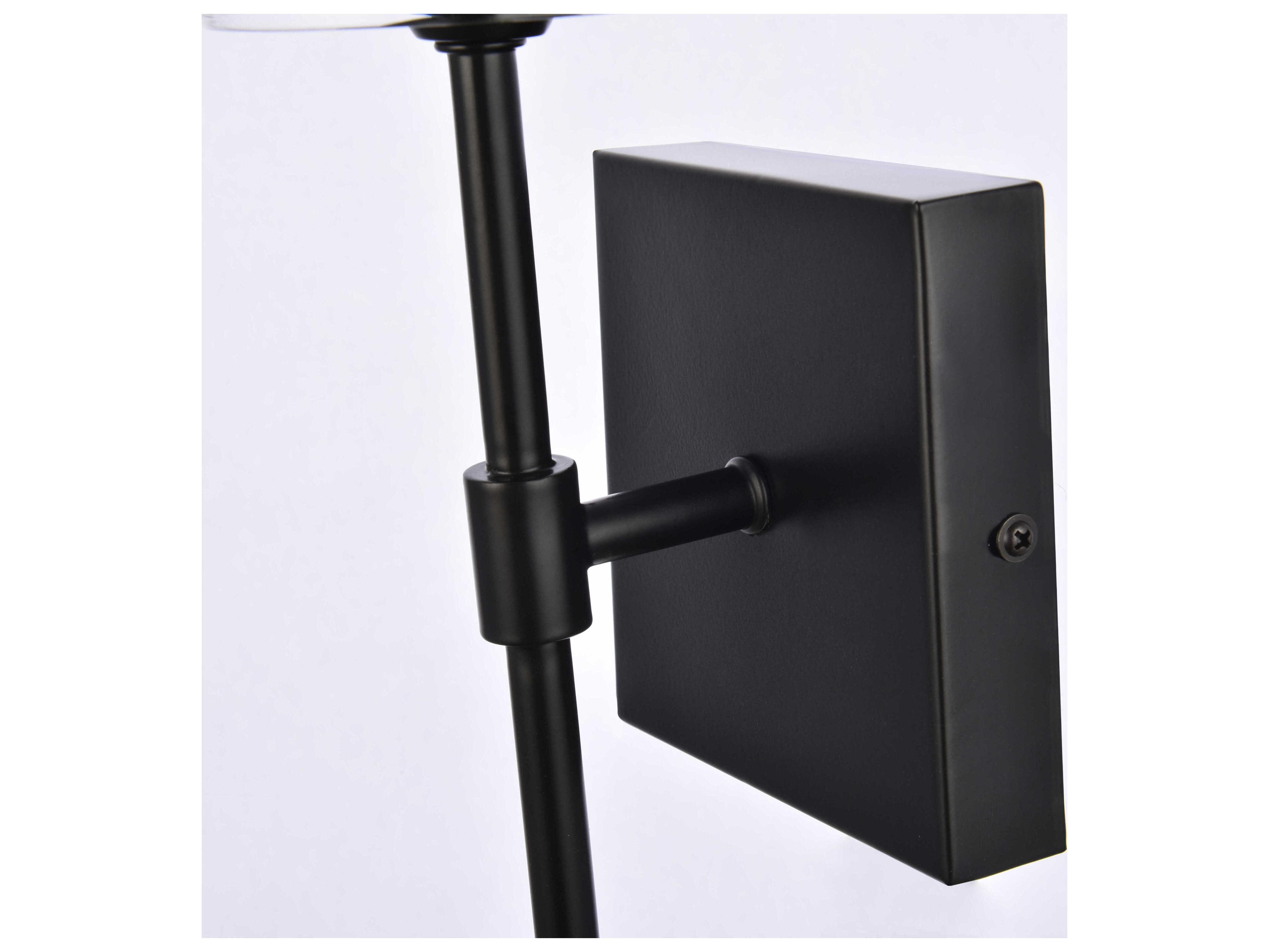 Elegant Lighting Elsreth 1-Light Black And Clear Glass Wall Sconce