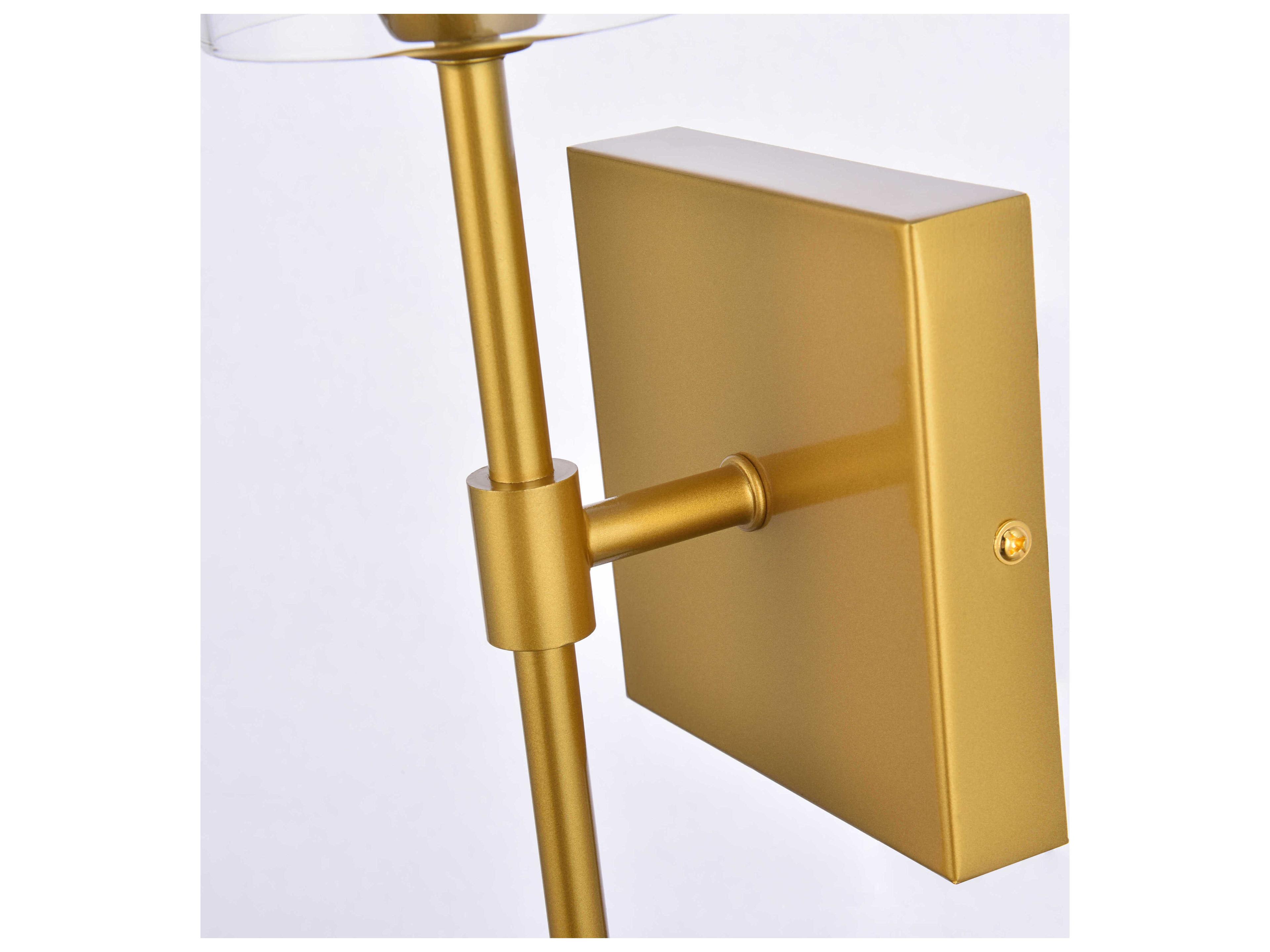 Elegant Lighting Elsreth 1-Light Brass And Clear Glass Wall Sconce