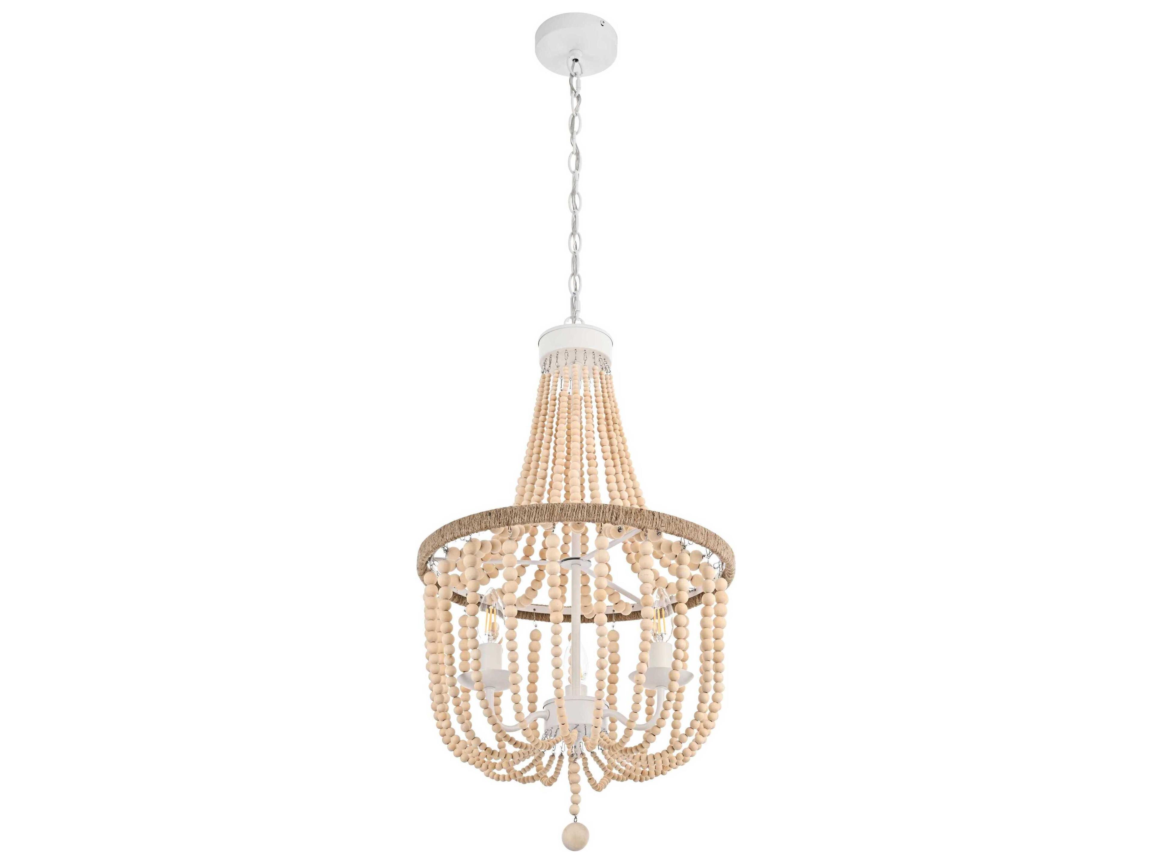 Elegant Lighting Jolie 3-Light Beige Off White Empire Pendant