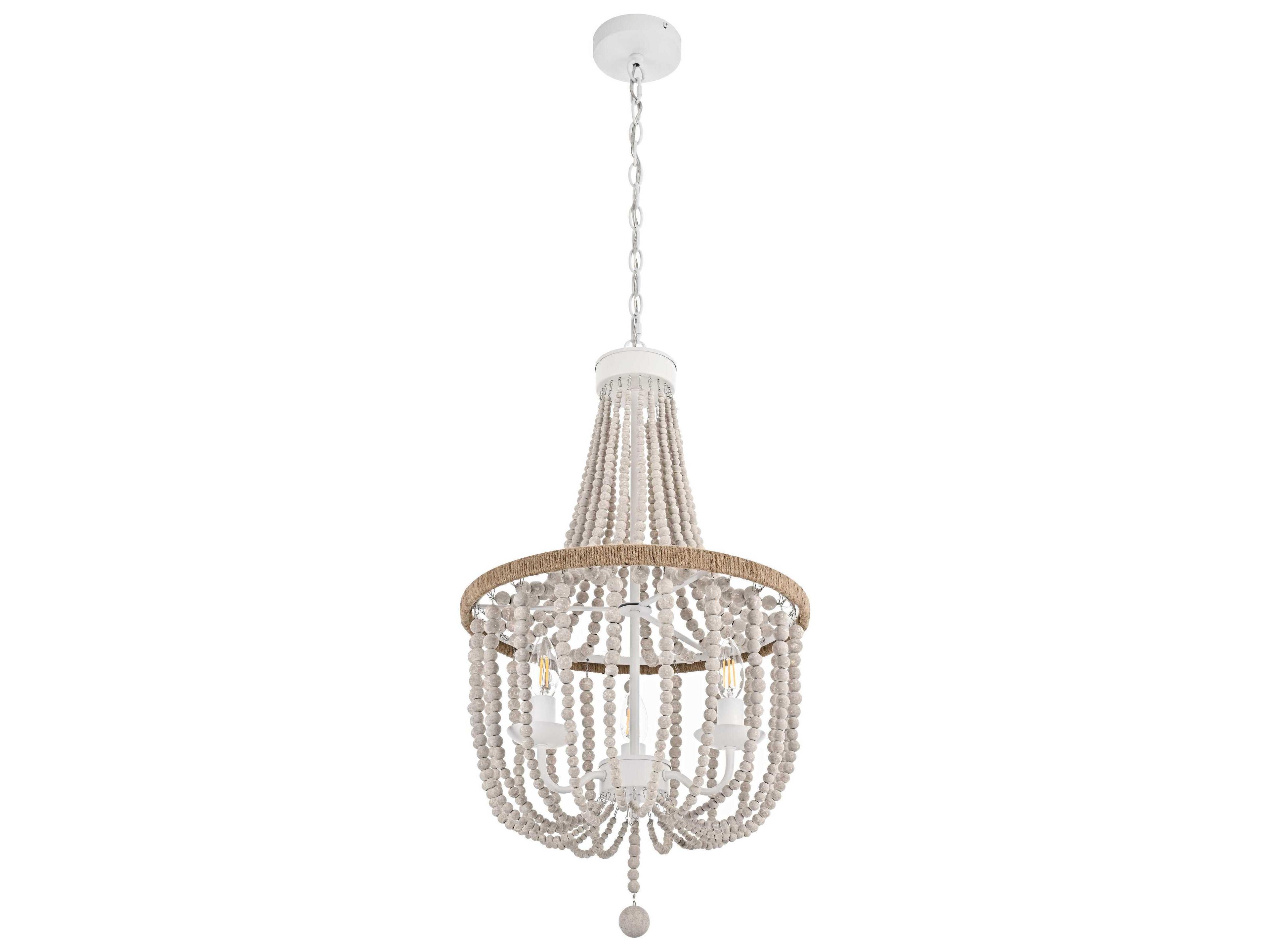 Elegant Lighting Jolie 3-Light Distressed Antique White Empire Pendant