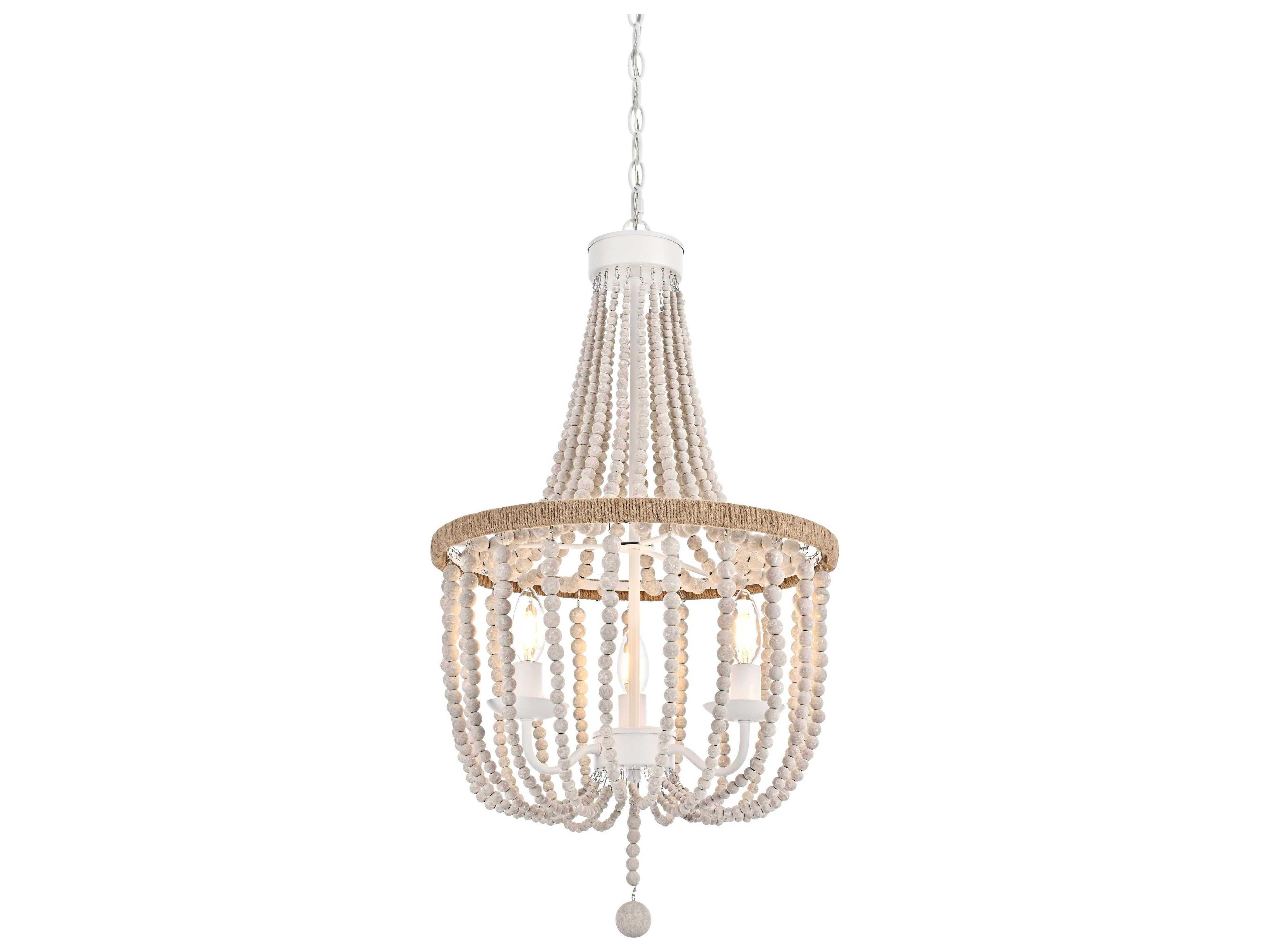 Elegant Lighting Jolie 3-Light Distressed Antique White Empire Pendant