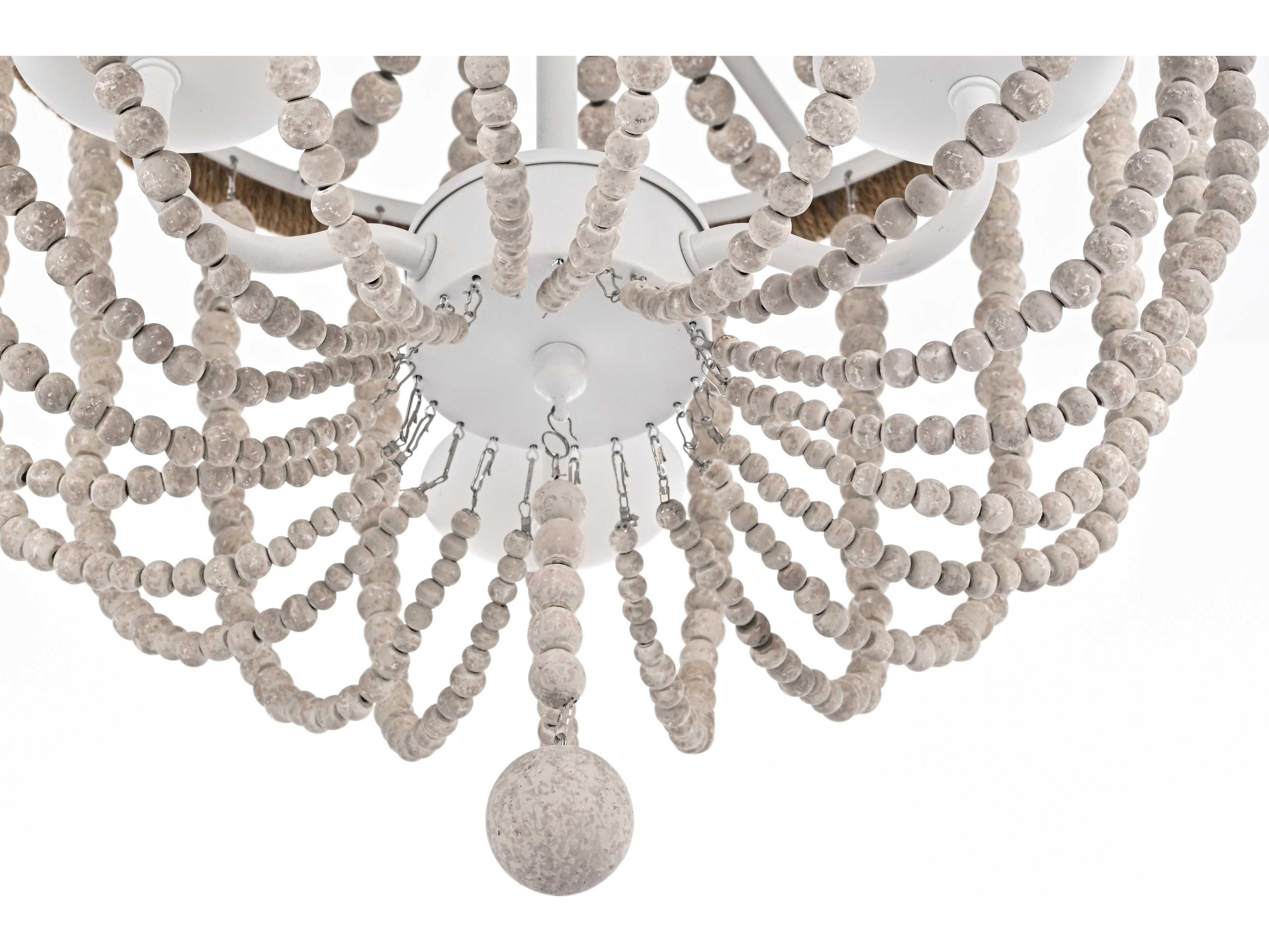 Elegant Lighting Jolie 3-Light Distressed Antique White Empire Pendant