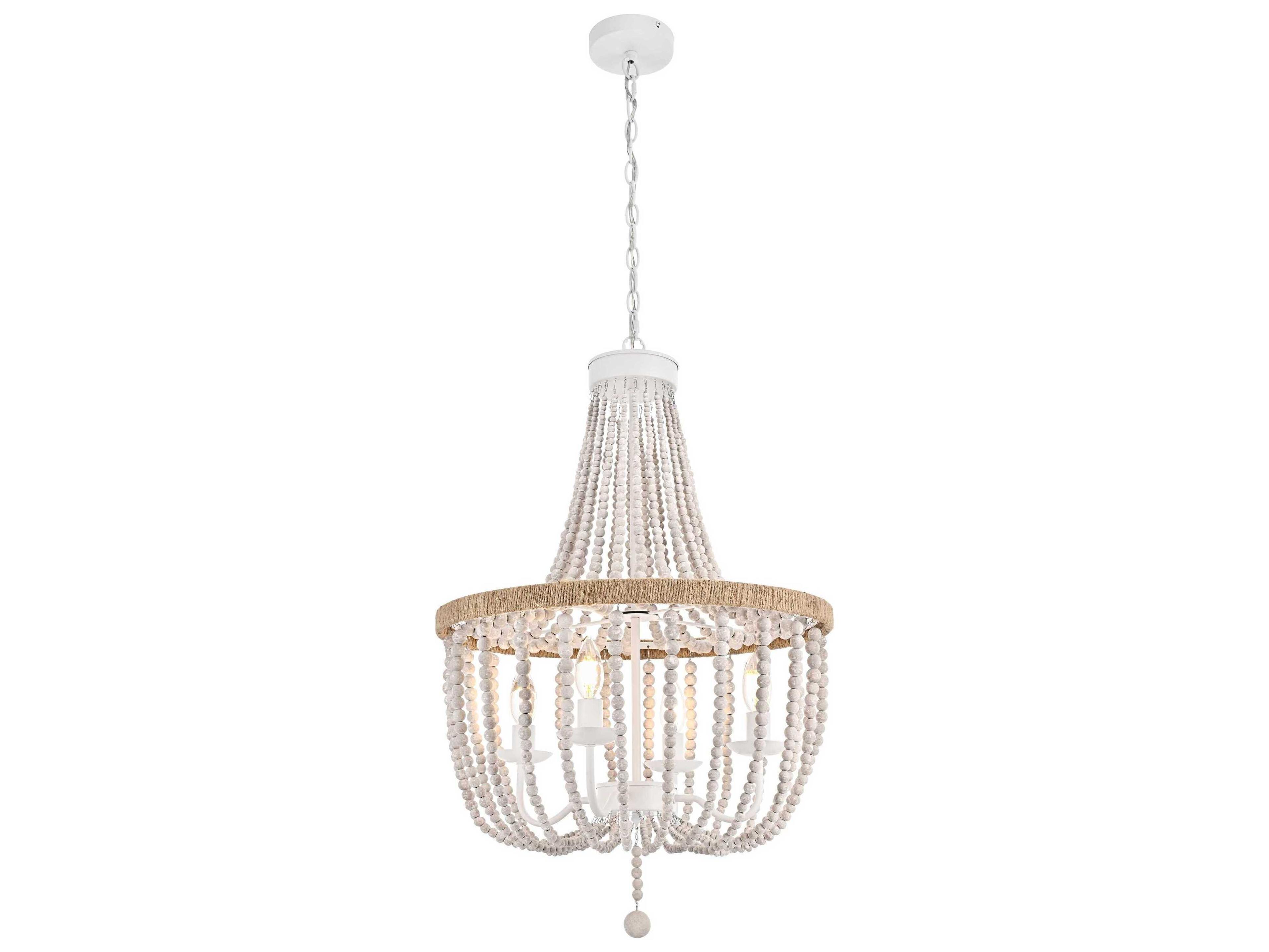 Elegant Lighting Jolie 4-Light Distressed Antique White Empire Pendant