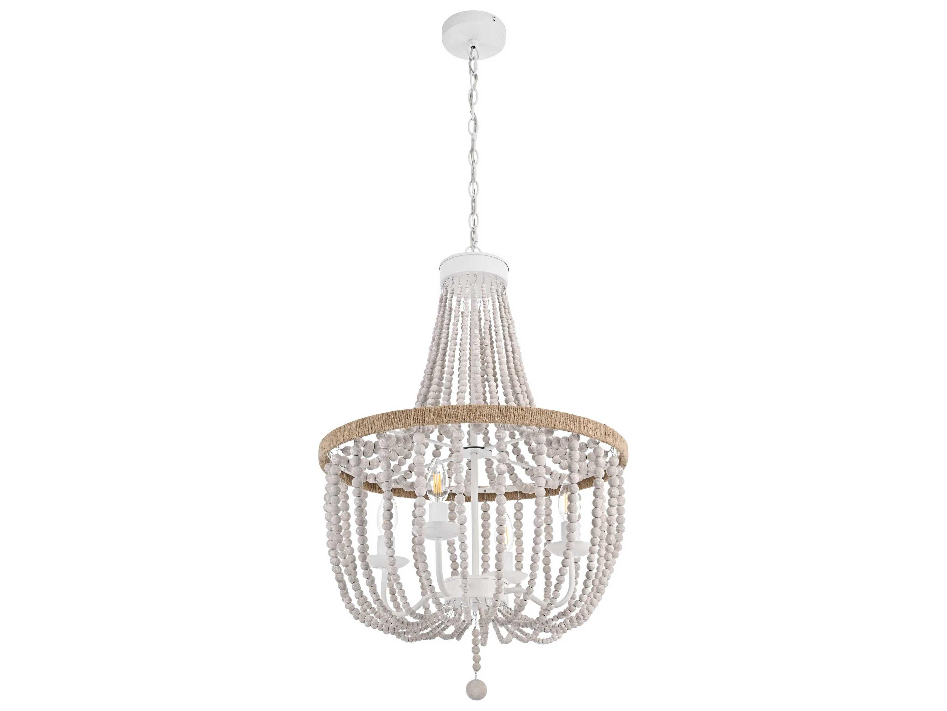 Elegant Lighting Jolie 4-Light Distressed Antique White Empire Pendant