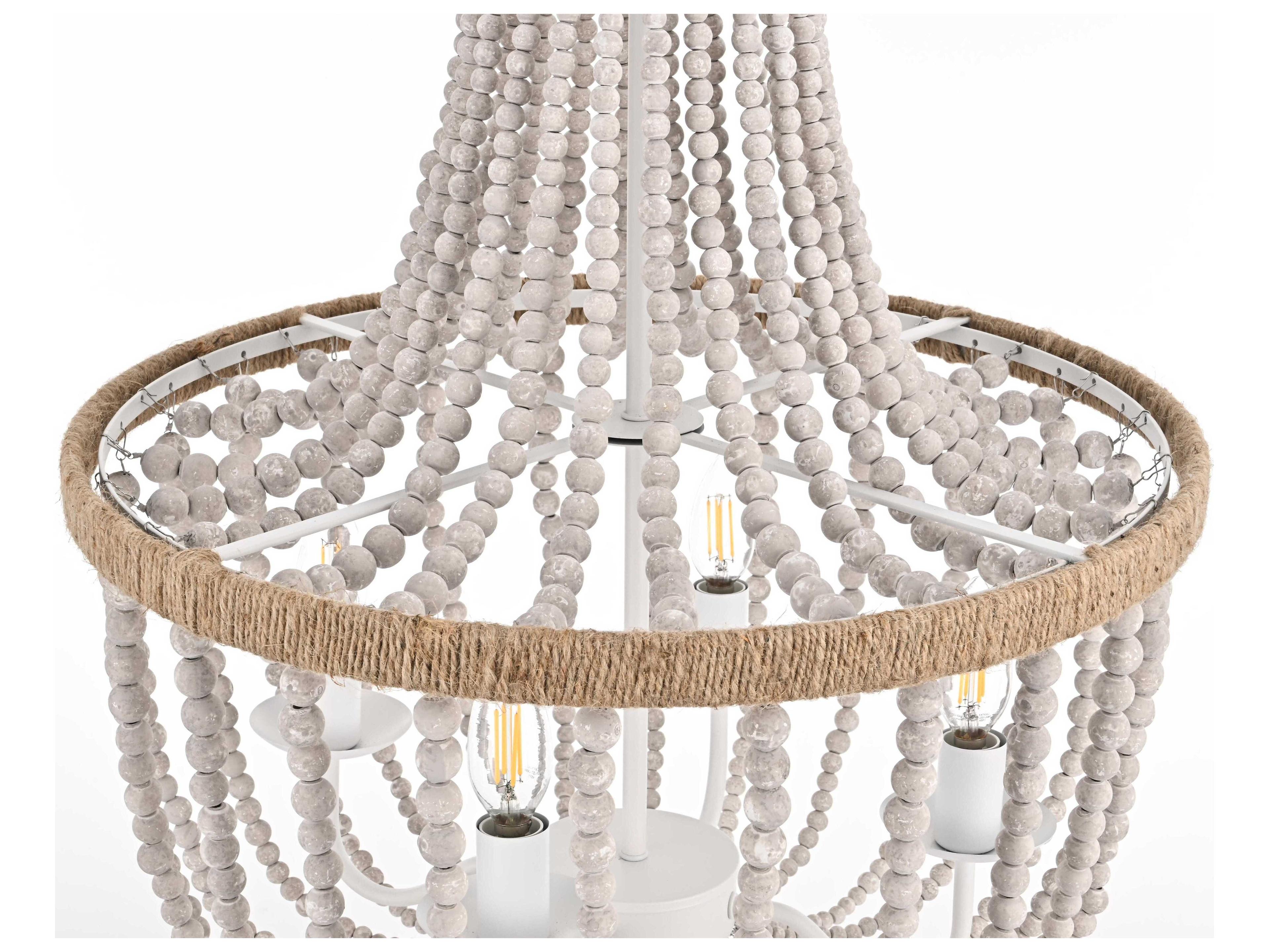 Elegant Lighting Jolie 4-Light Distressed Antique White Empire Pendant