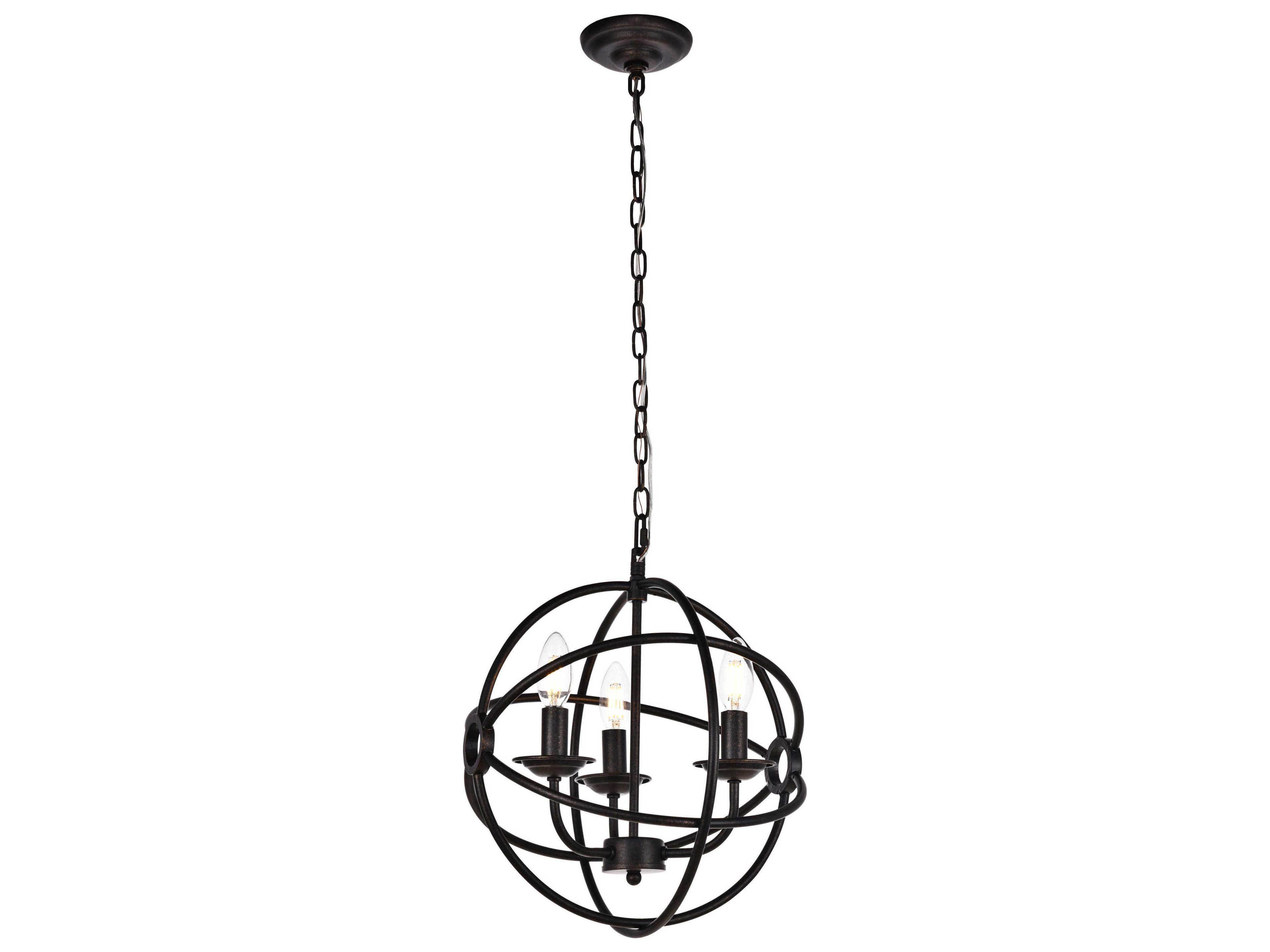 Elegant Lighting Octavia 3-Light Dark Brown Chandelier