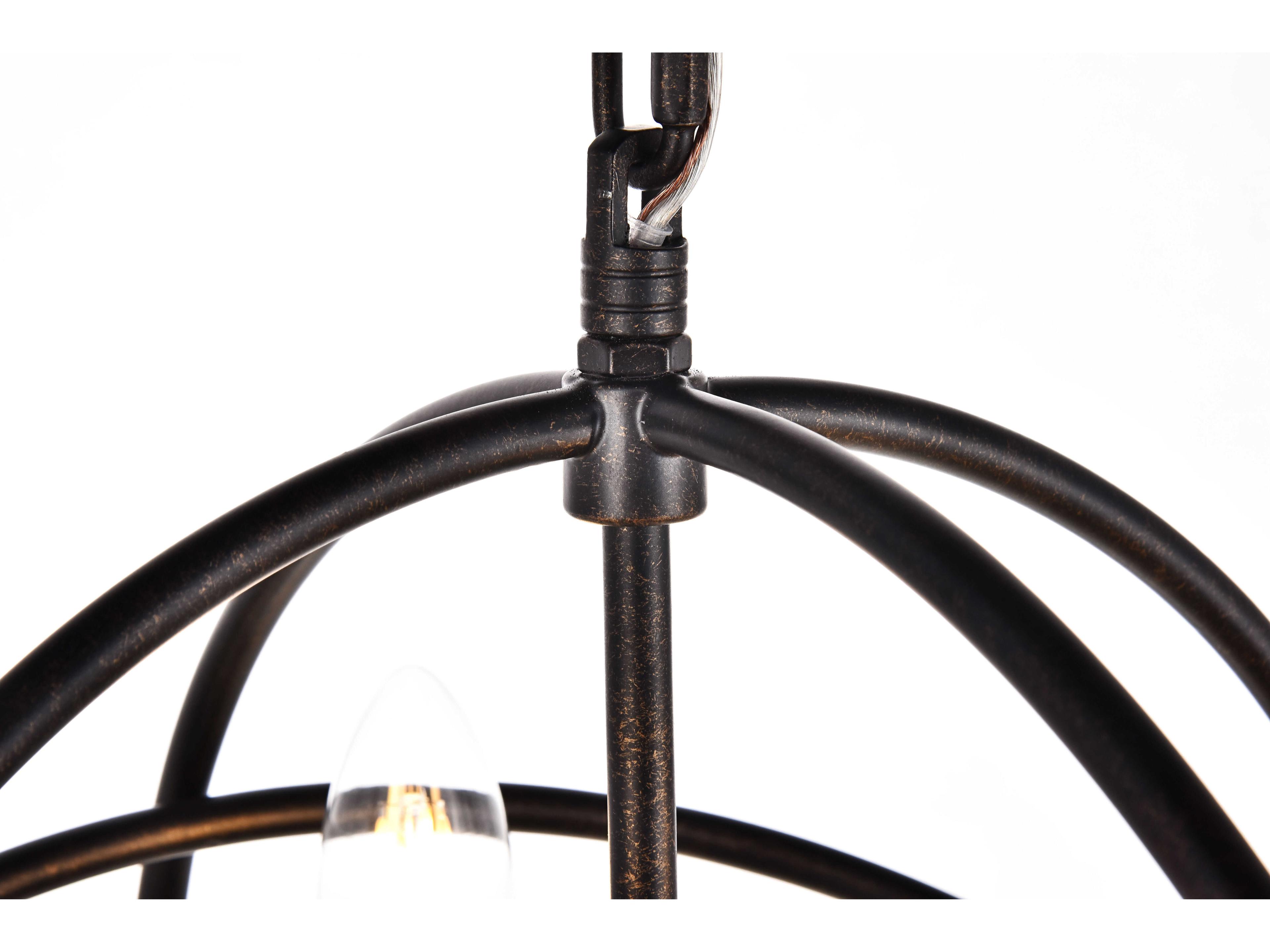 Elegant Lighting Octavia 3-Light Dark Brown Chandelier