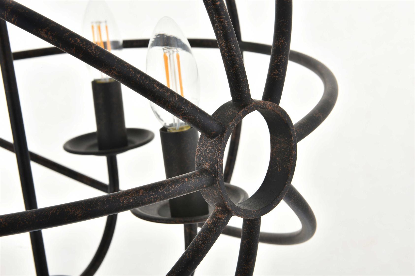 Elegant Lighting Octavia 4-Light Brown Candelabra Globe Chandelier