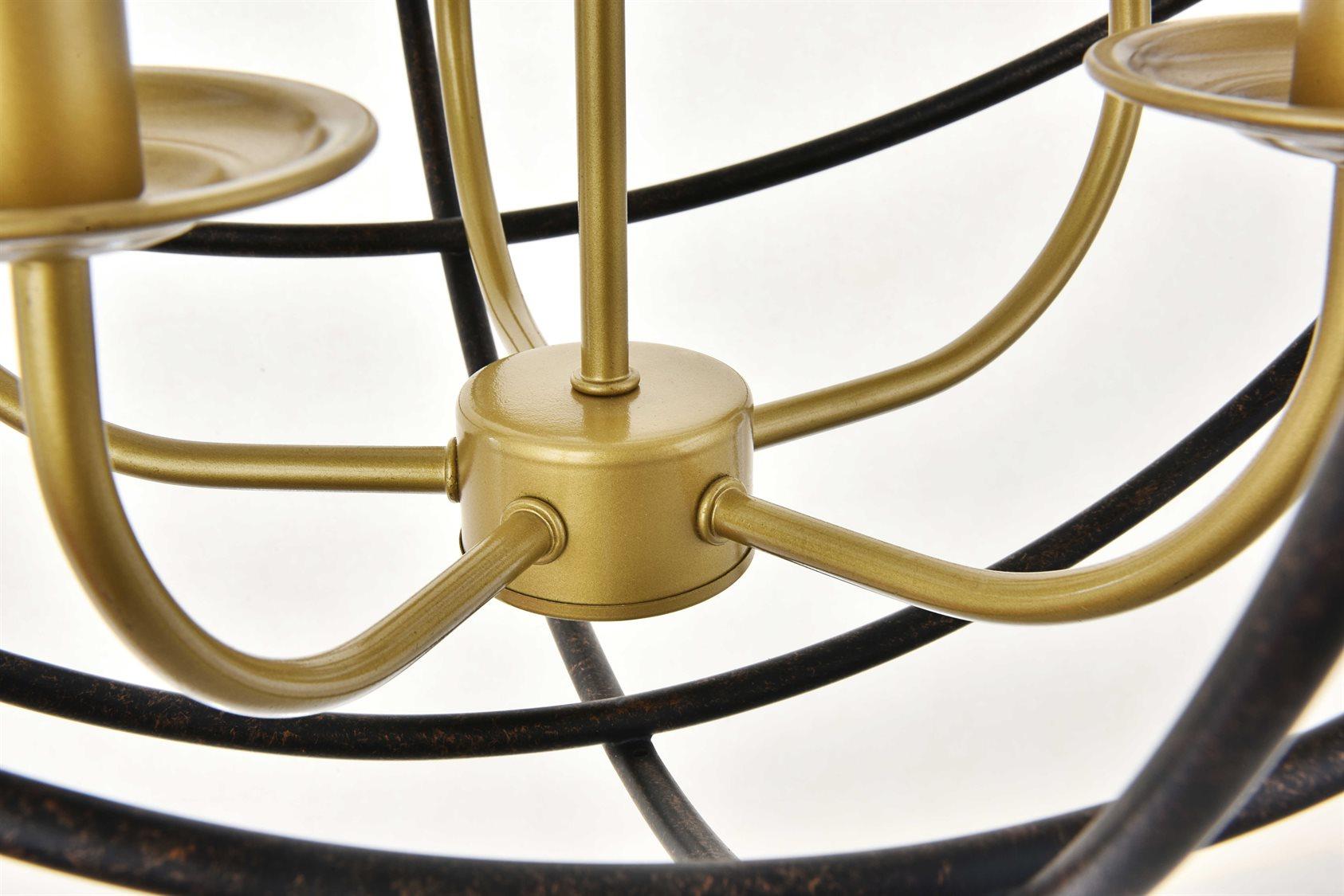 Elegant Lighting Octavia 5-Light Brown Candelabra Globe Chandelier