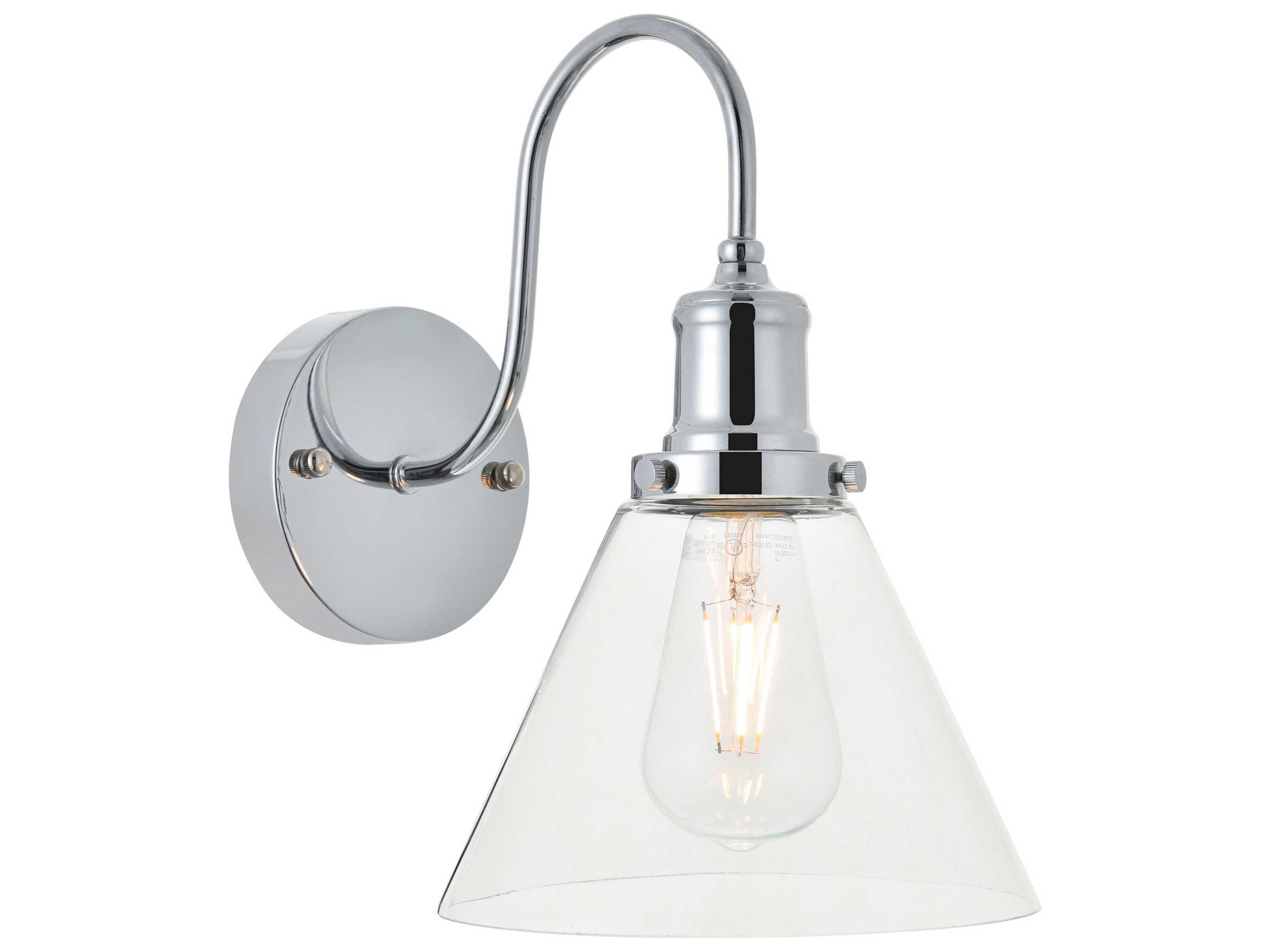 Elegant Lighting Histoire 1-Light Black Glass Wall Sconce