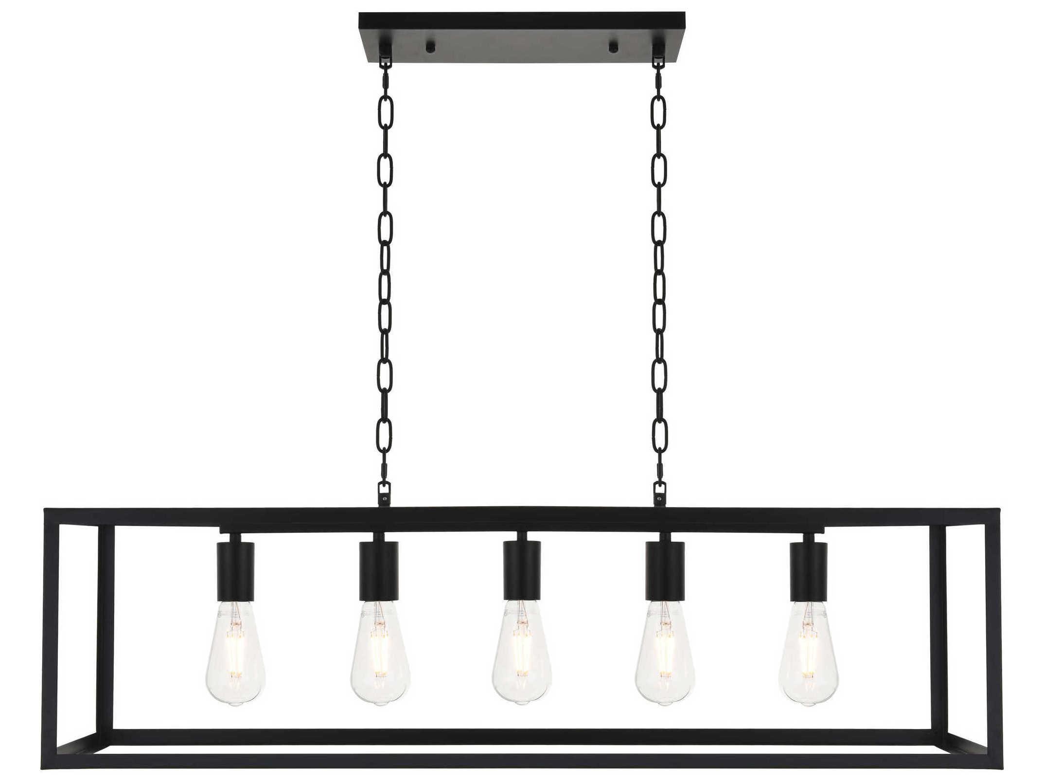 Elegant Lighting Resolute 5-Light Black Geometric Island Pendant