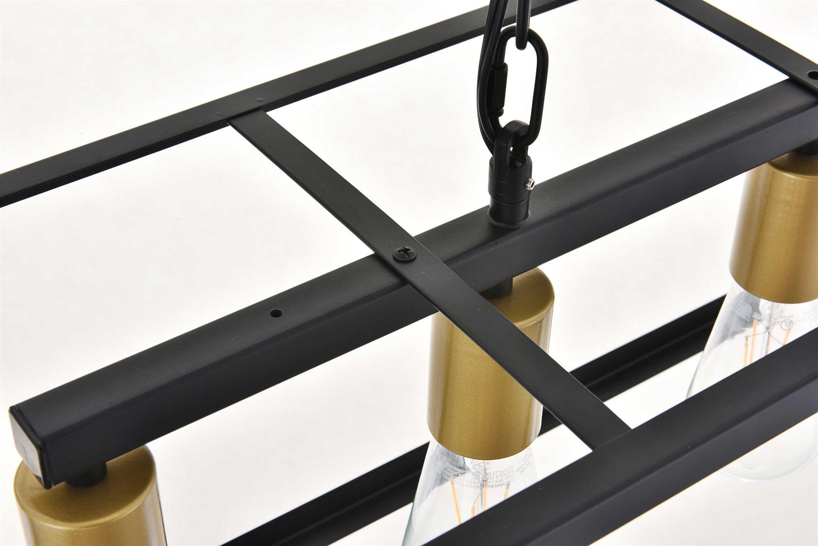 Elegant Lighting Resolute 5-Light Black Geometric Island Pendant